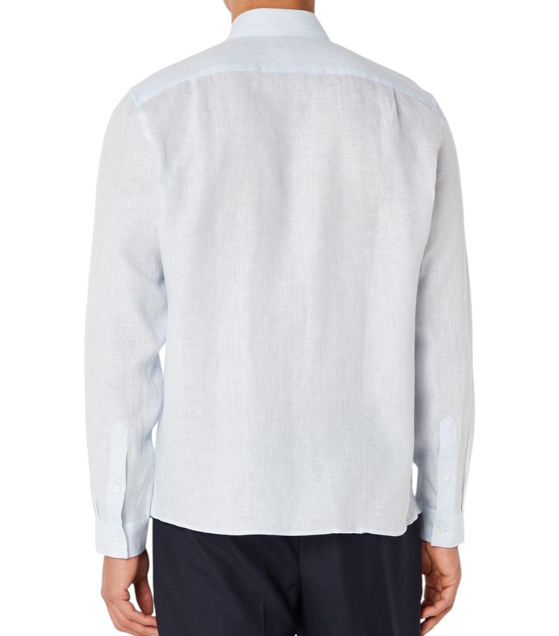 Lacoste Blauw Linnen Regular Fit Overhemd