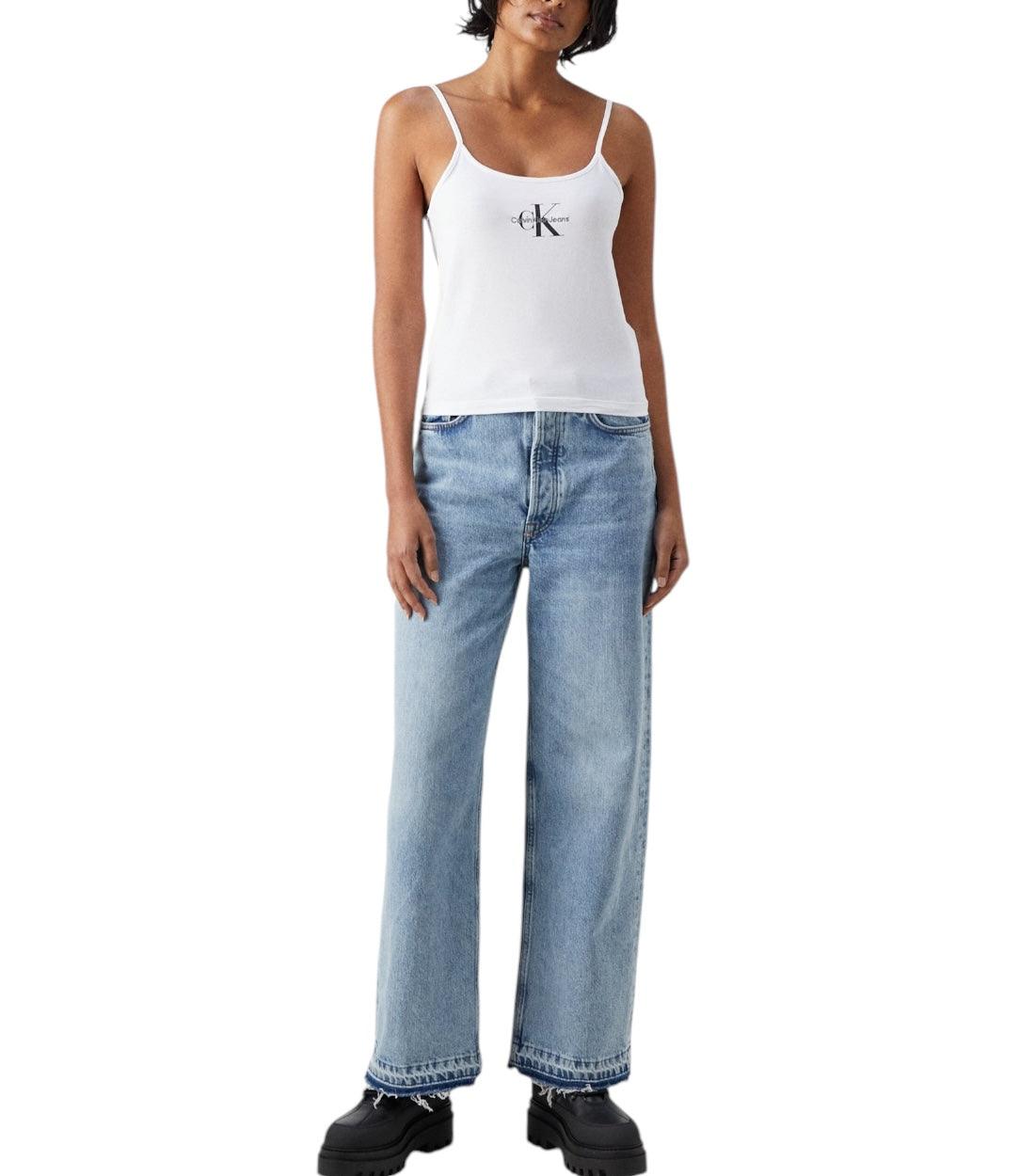 Calvin Klein Jeans Wit Monologo Strappy Tanktop