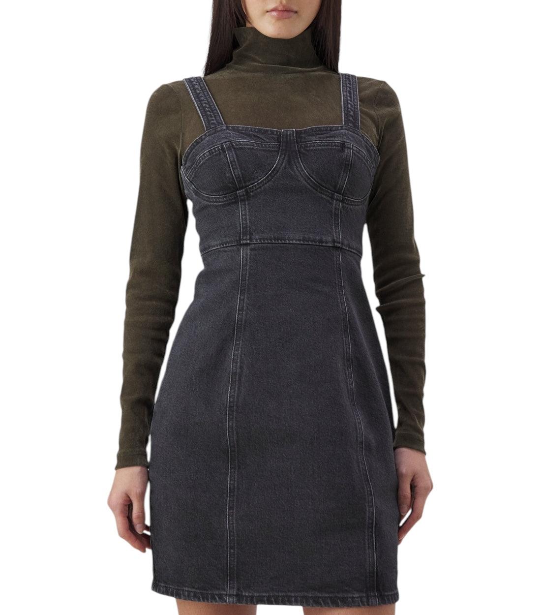 Tommy Hilfiger Jeans Bustier Zwart Denim Jurk