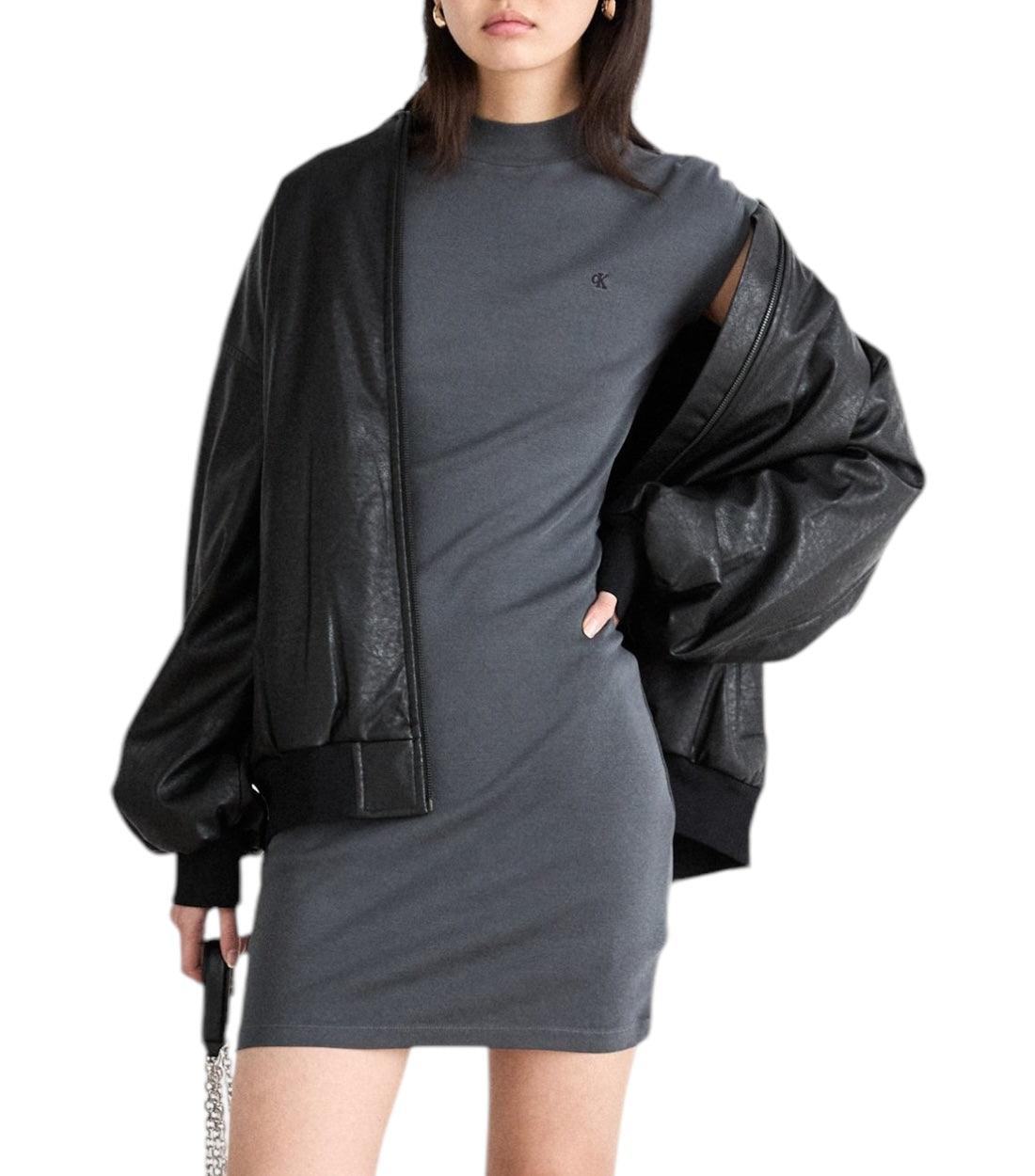 Calvin Klein Jeans Grijs Gewassen Cap Sleeve Jurk