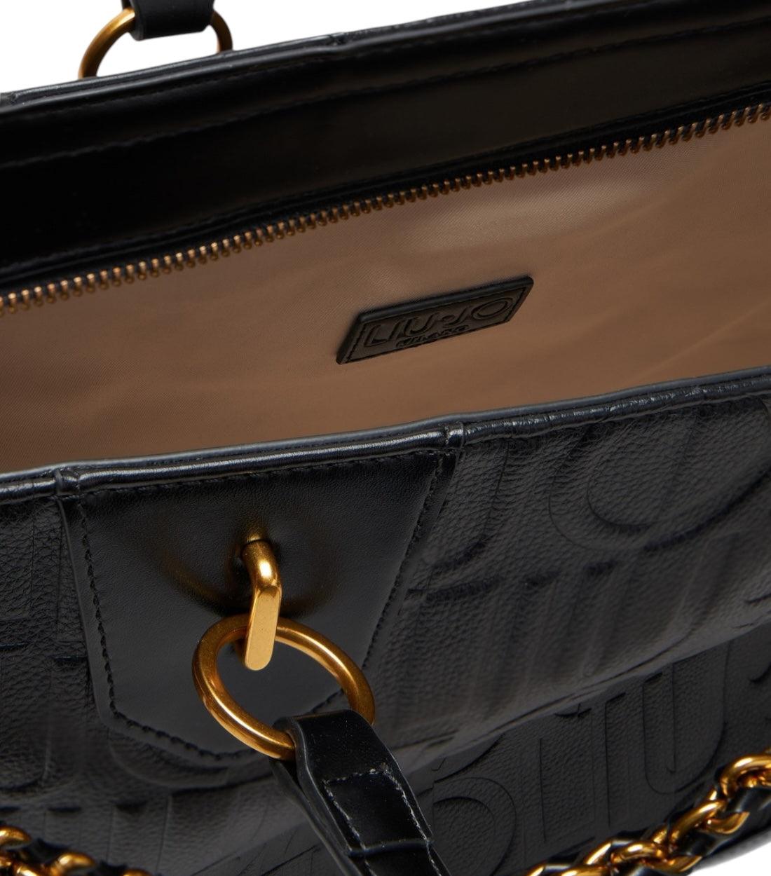 Liu Jo Zwart Shopper Tas Met Logo En Ketting