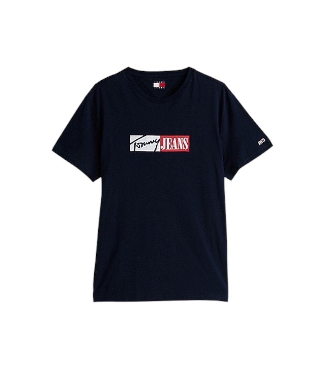 Tommy Hilfiger Jeans Donkerblauwe Signature Logo T-shirt
