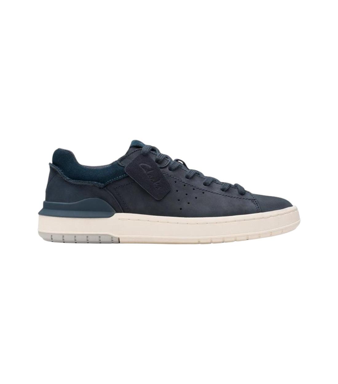 Clarks Donkerblauw Nubuck Sneakers Met Vetersluiting