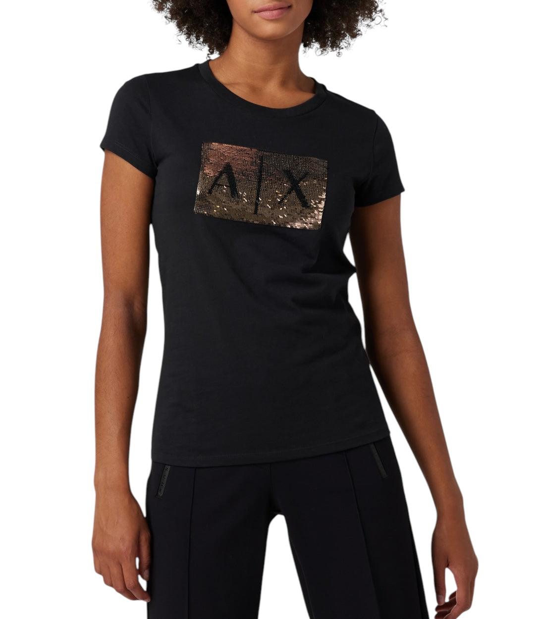 Armani Exchange Zwart T-shirt Met Pailletten