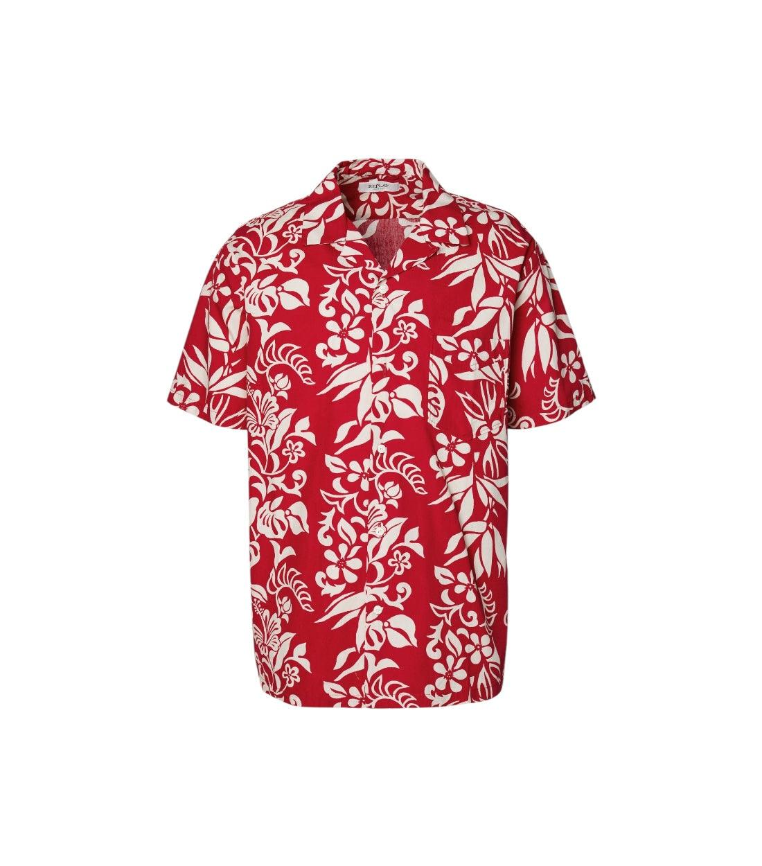 Replay Rood Overhemd Met Witte Details