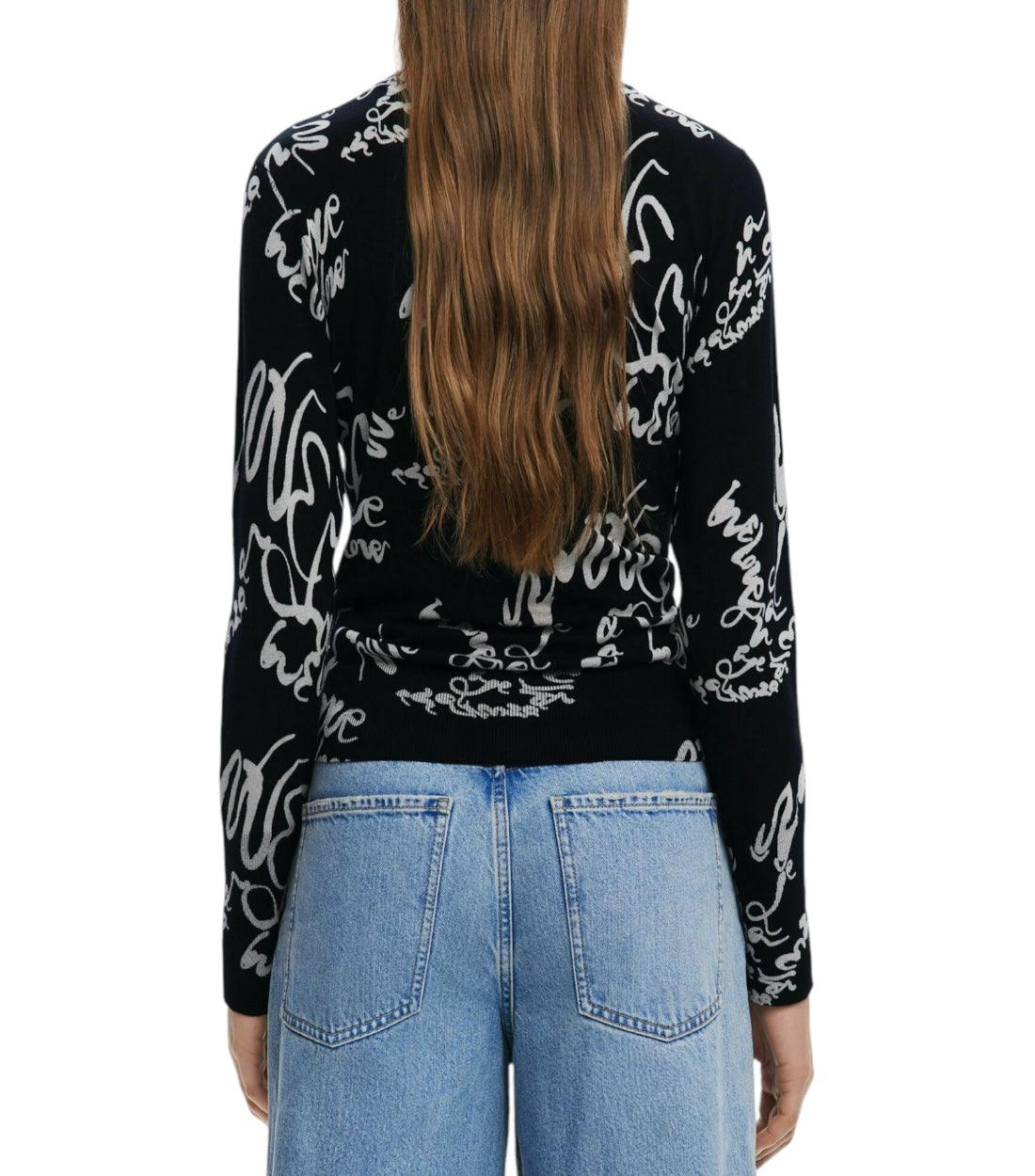 Desigual Breimode Zwarte Trui Met Print