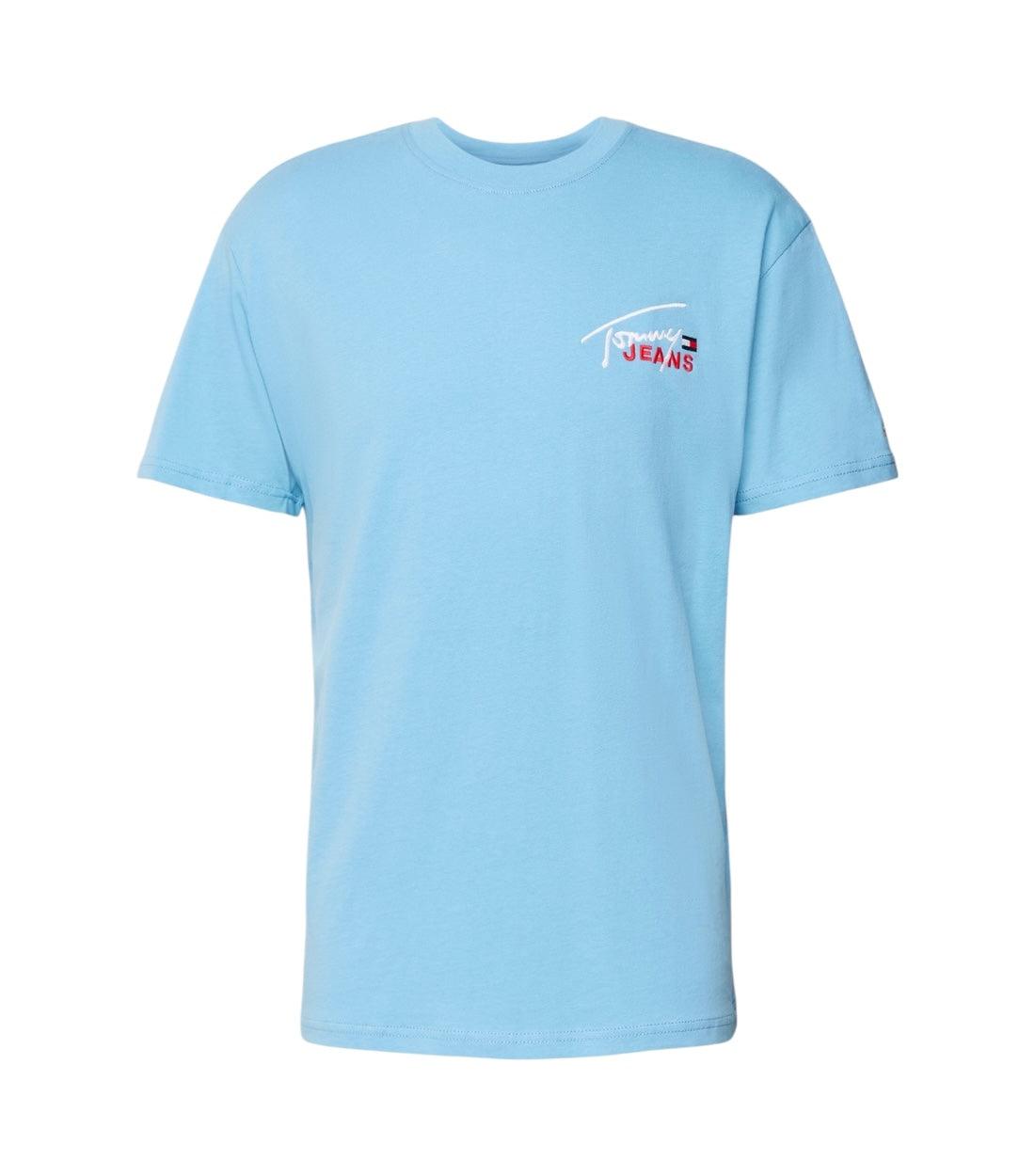 Tommy Hilfiger Jeans T-shirt Met Labelstitching In Lichtblauw