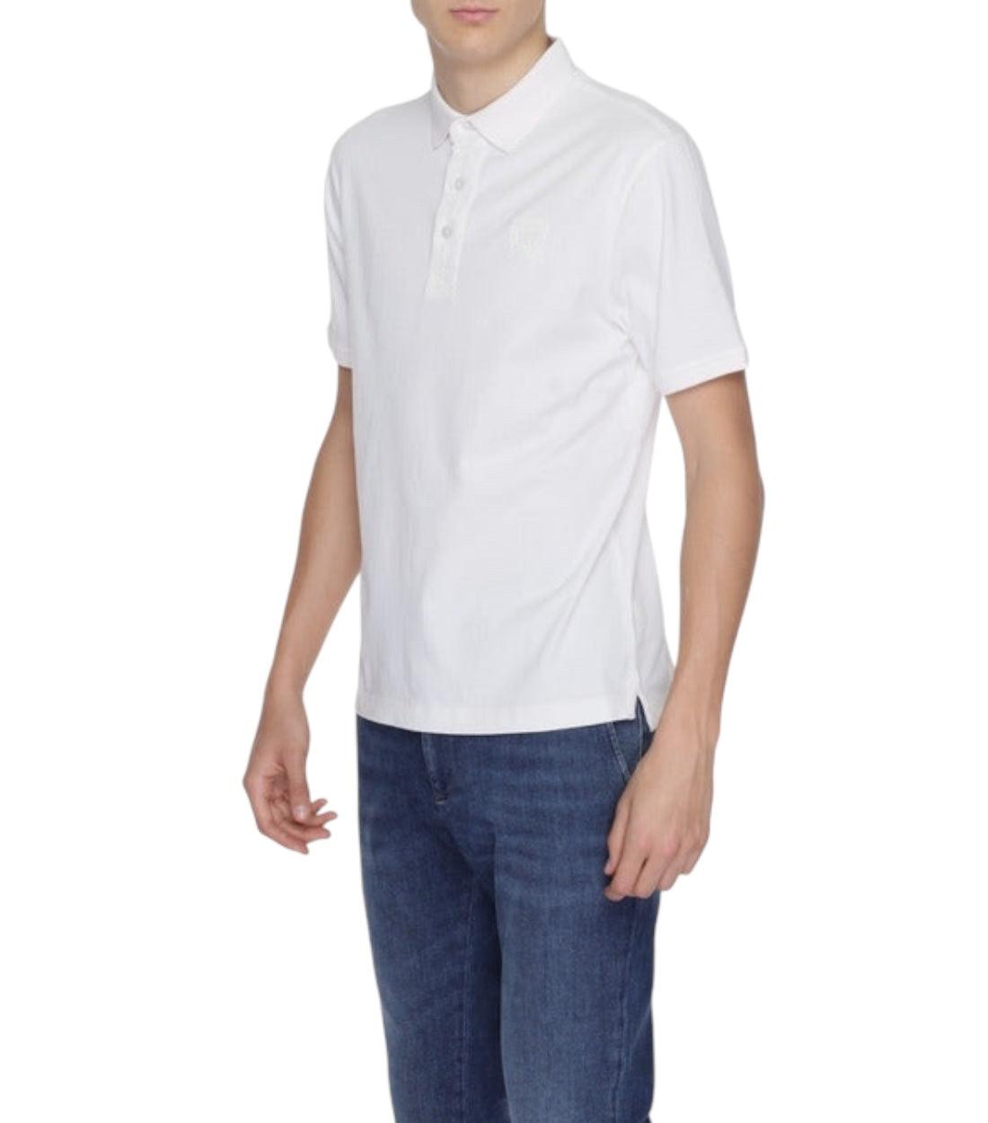 Blauer Wit Polo Met Wit Logo
