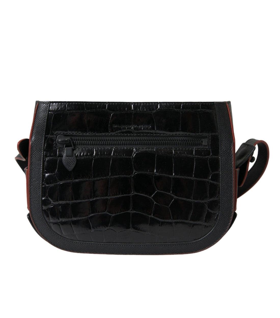 Balenciaga Luxe Zwarte Krokodillenleren Camera Tas