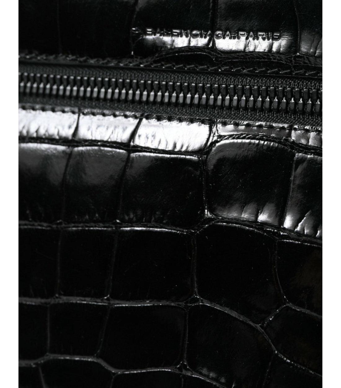 Balenciaga Luxe Zwarte Krokodillenleren Camera Tas