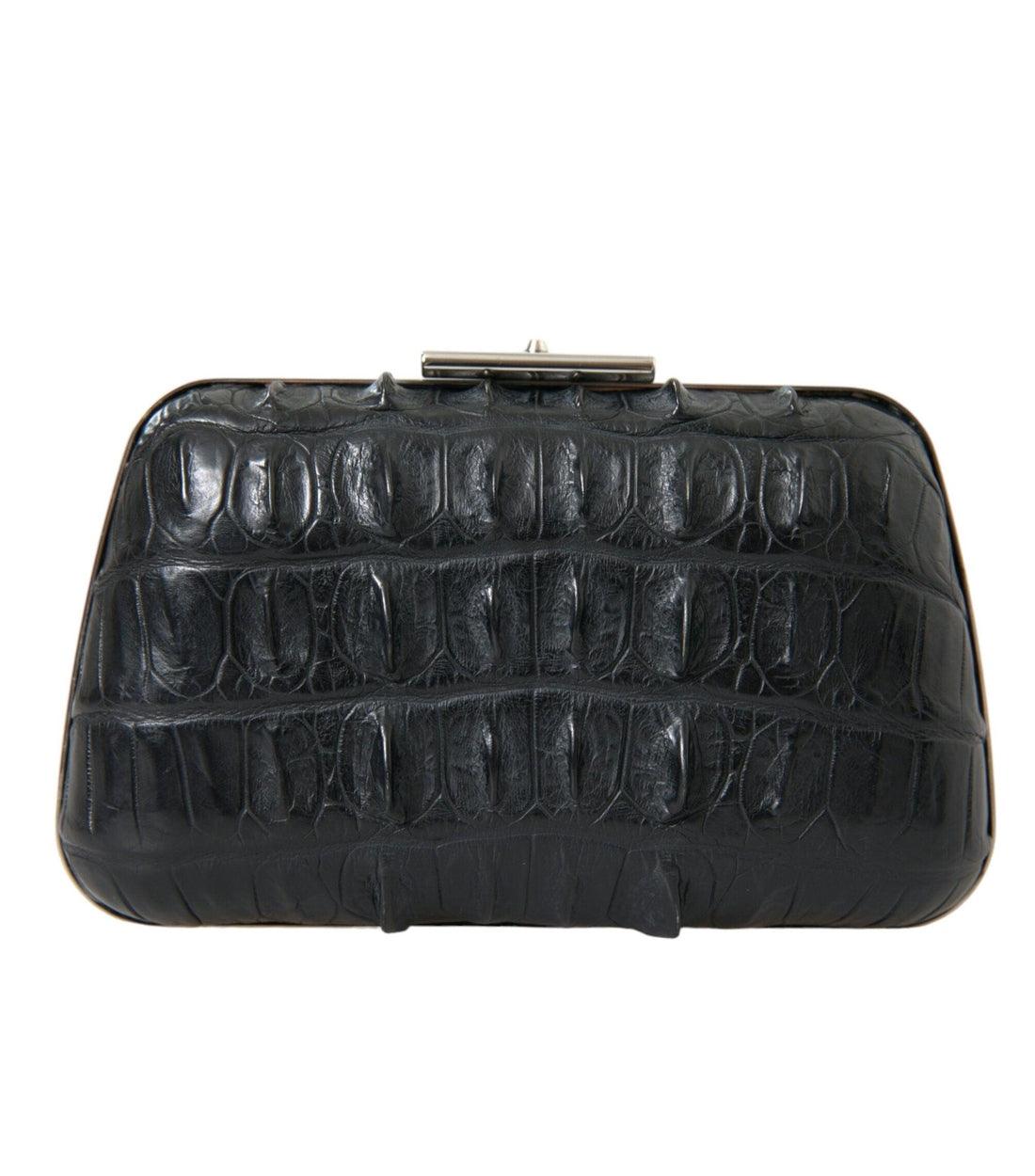Balenciaga Luxe Zwarte Krokodillenleer Clutch