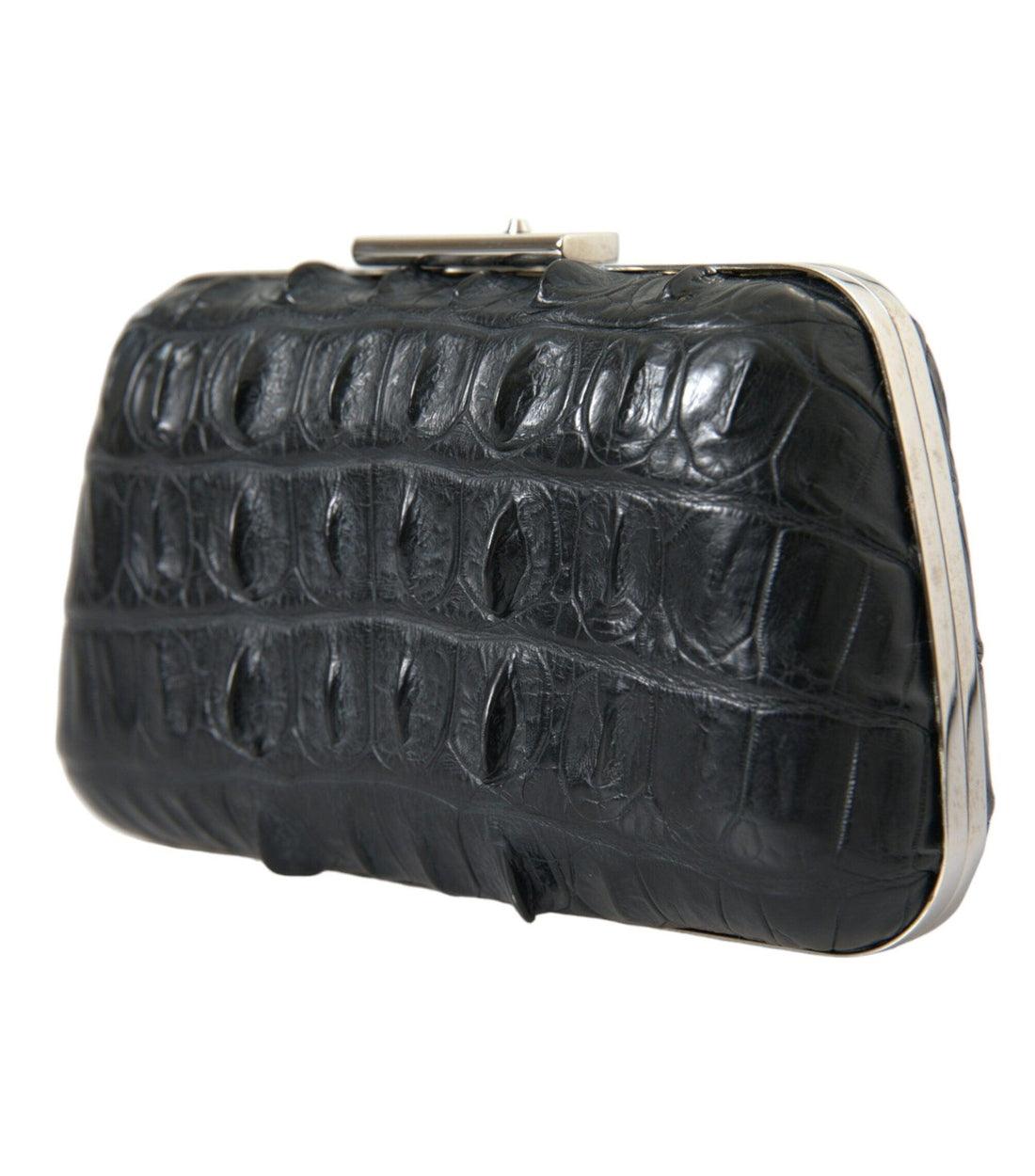 Balenciaga Luxe Zwarte Krokodillenleer Clutch