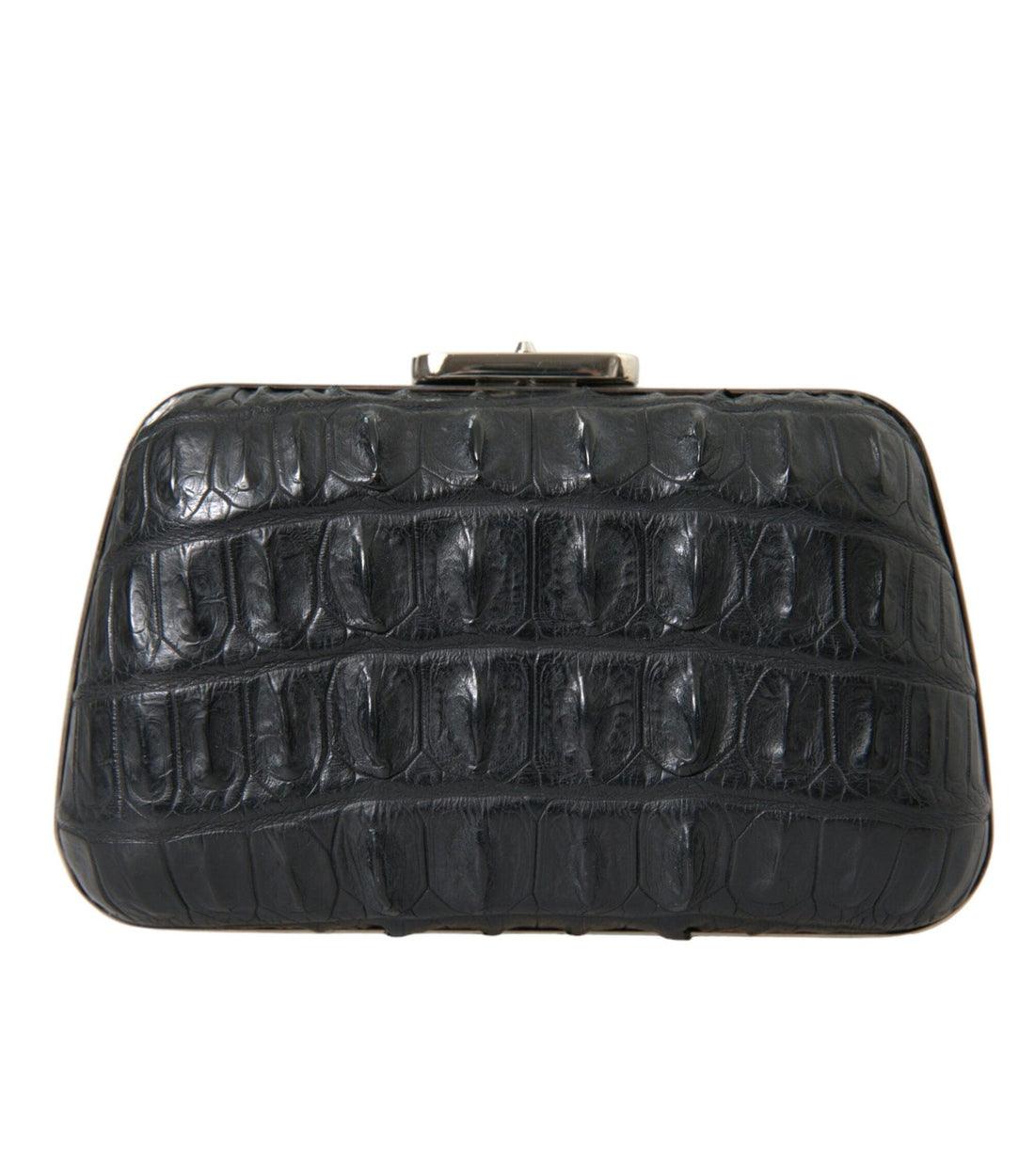 Balenciaga Luxe Zwarte Krokodillenleer Clutch