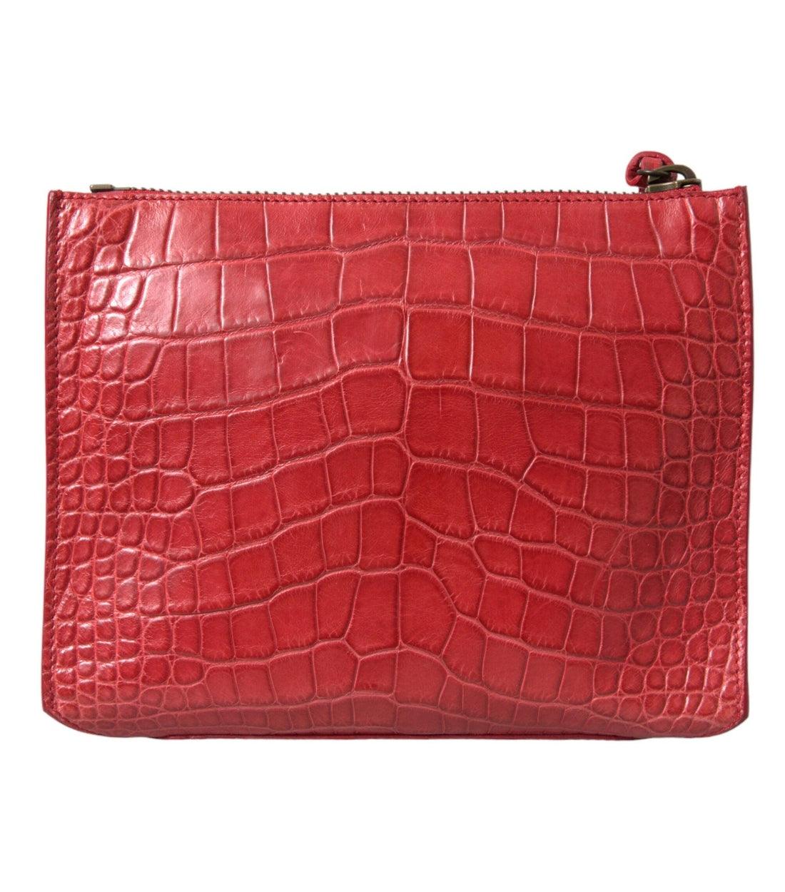 Balenciaga Luxe Rode Clutch van Alligatorleer