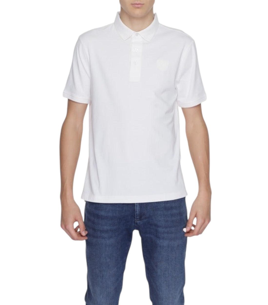 Blauer Wit Polo Met Wit Logo