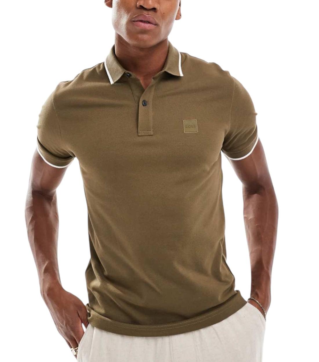 Boss Khaki Passertip Polo Met Logo