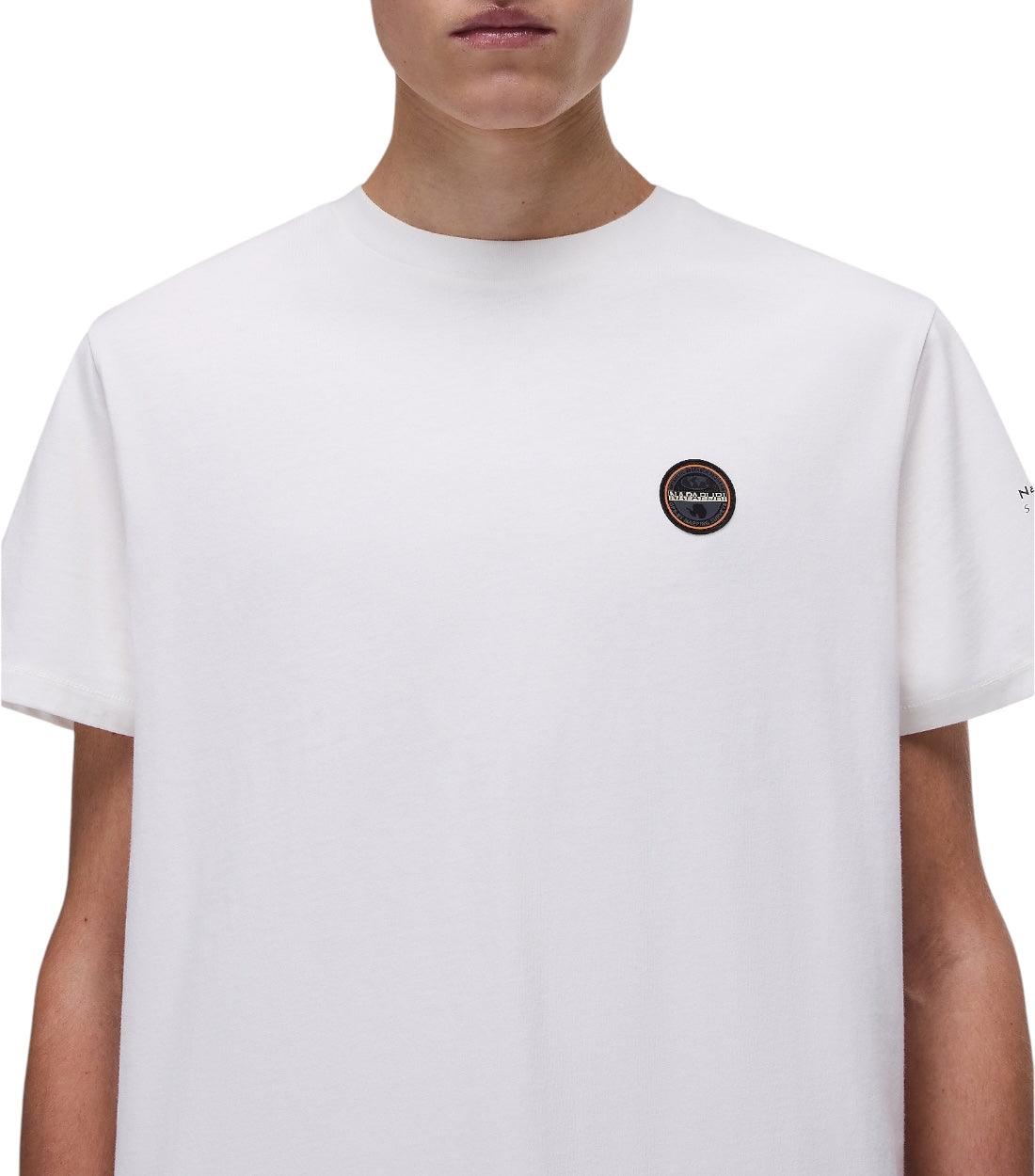 Napapijri Wit Badge T-Shirt Voor Heren Van 100% Katoen
