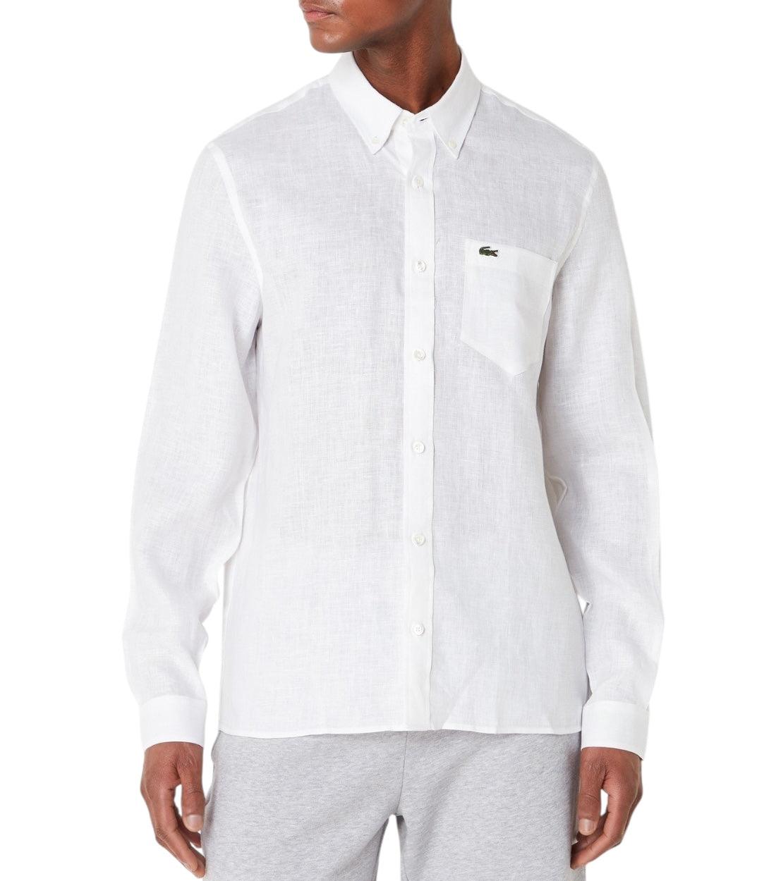 Lacoste Wit Regular fit Linnen Overhemd