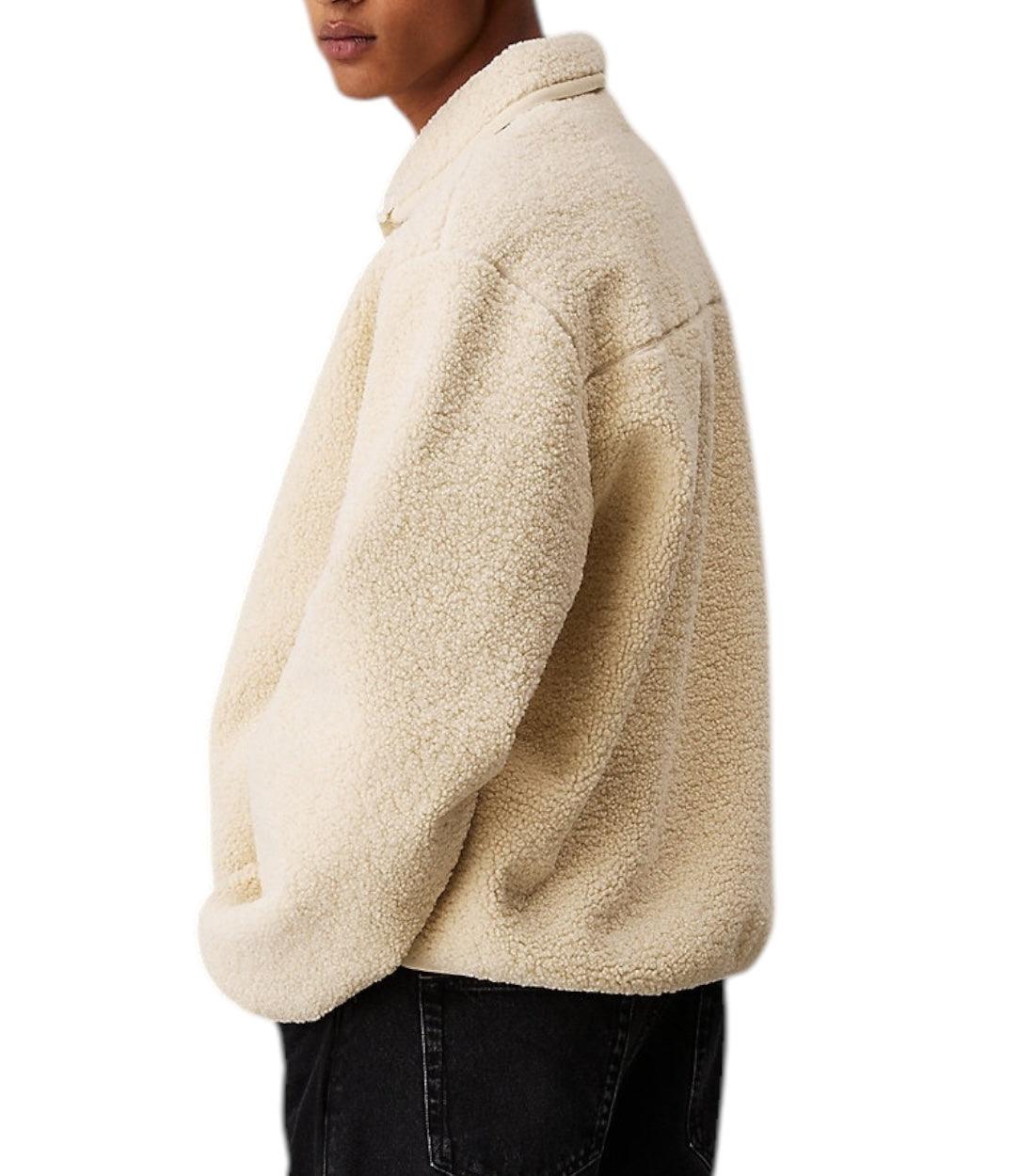 Calvin Klein Jeans Beige Teddy Sweatshirt Met Hoog Halslijn