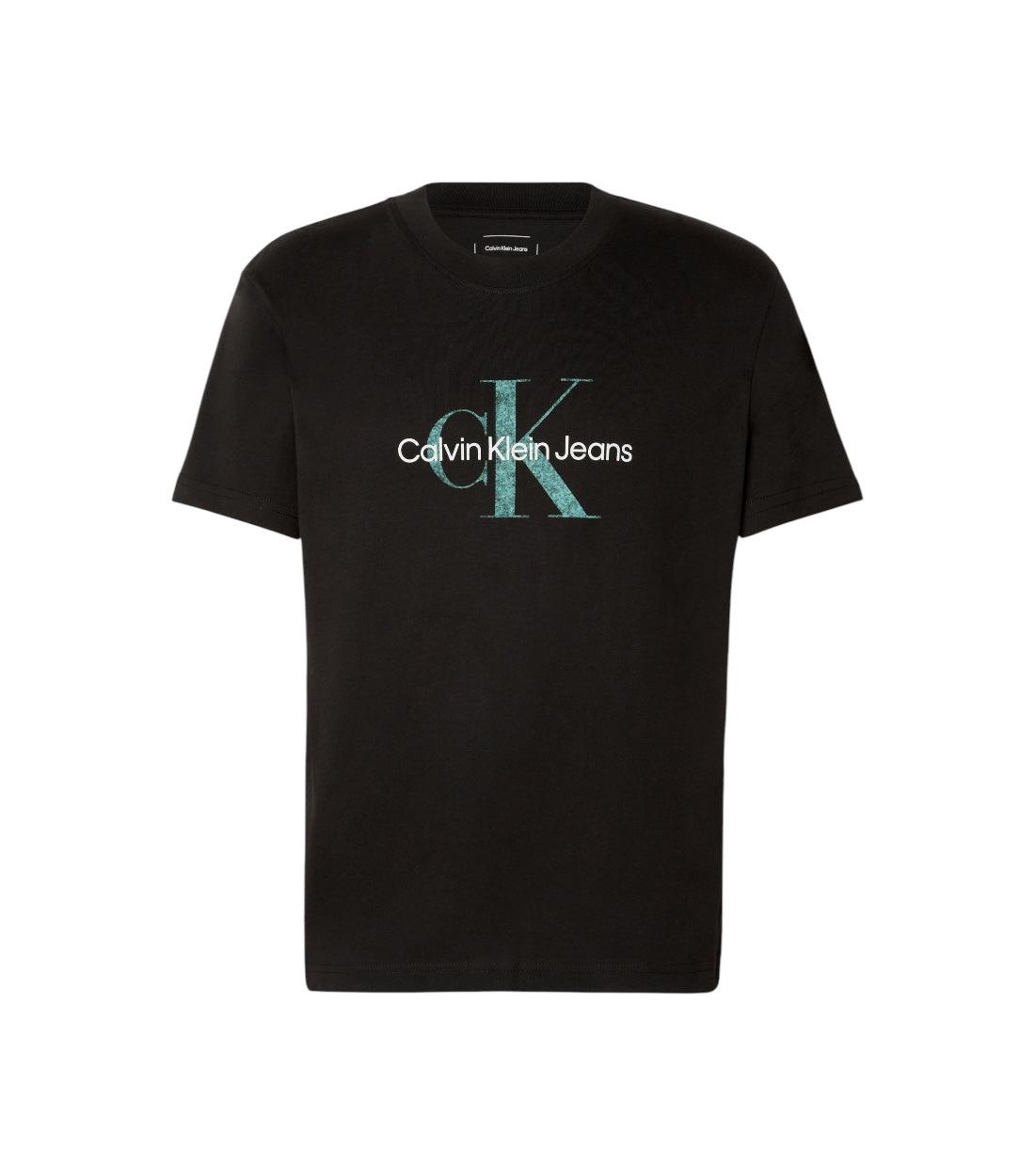 Calvin Klein Jeans Zwart Textured Monologo T-shirt