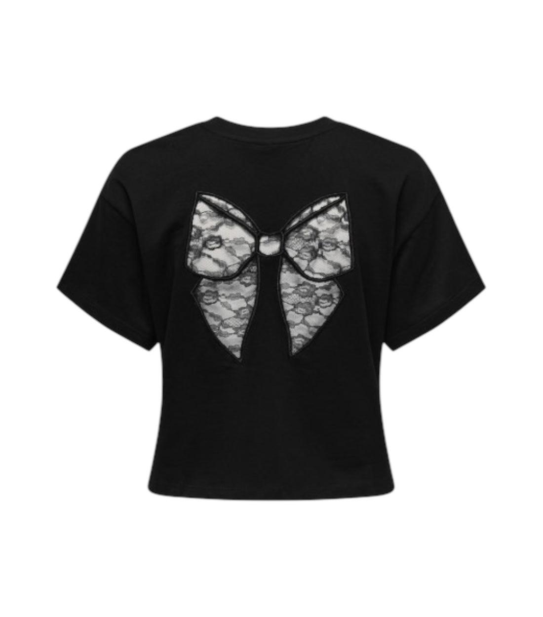 Only Zwart T-shirt Met Strik