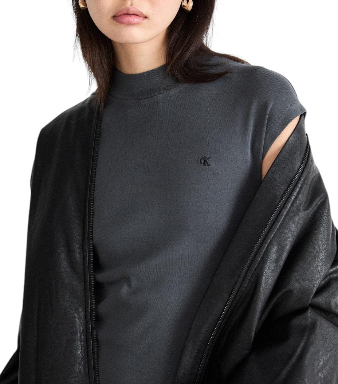 Calvin Klein Jeans Grijs Gewassen Cap Sleeve Jurk