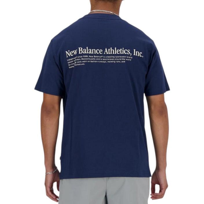 New Balance Blauw Athletics Flocked Katoenen T-Shirt