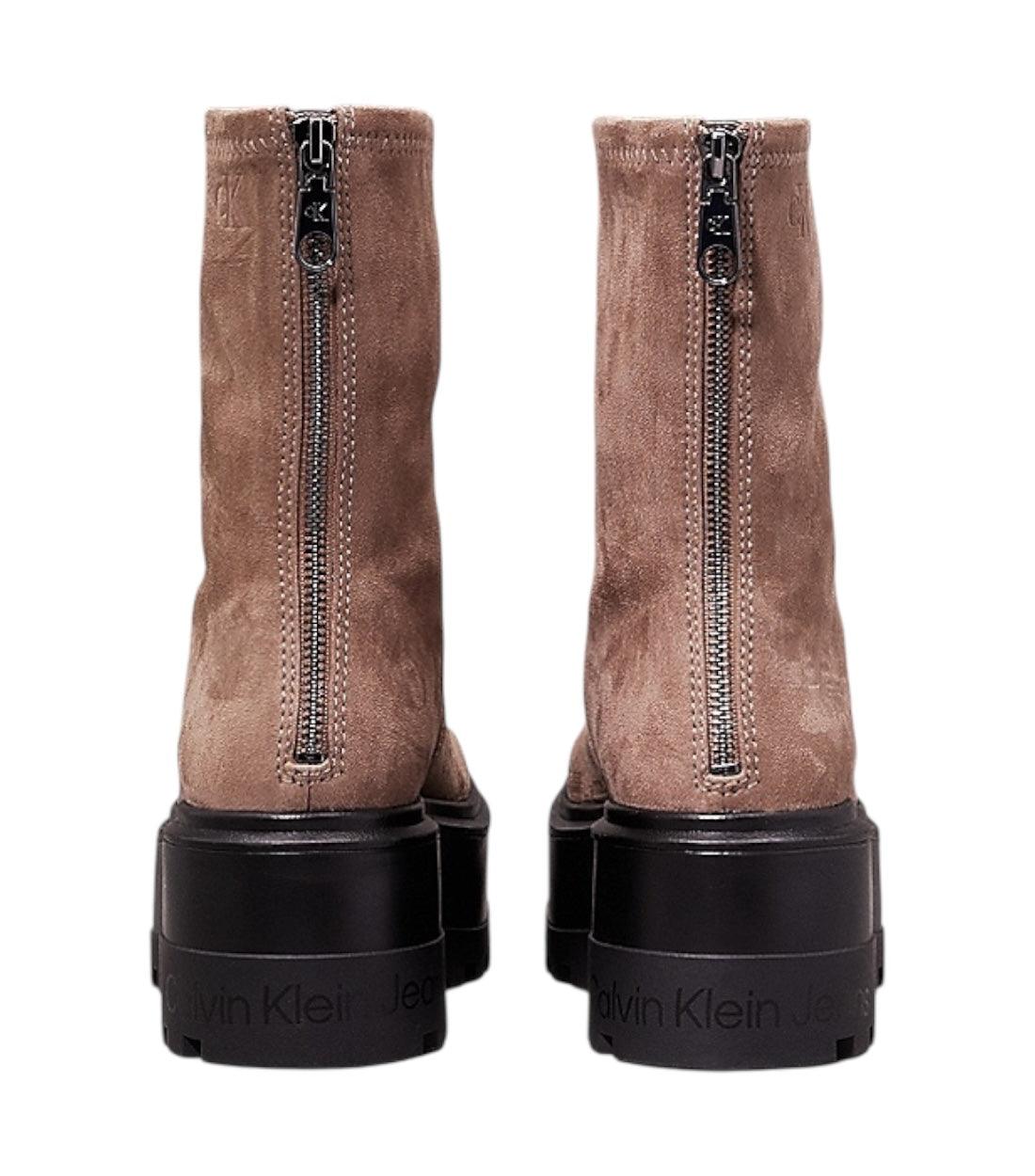 Calvin Klein Beige Plateau Laarzen Met Rits