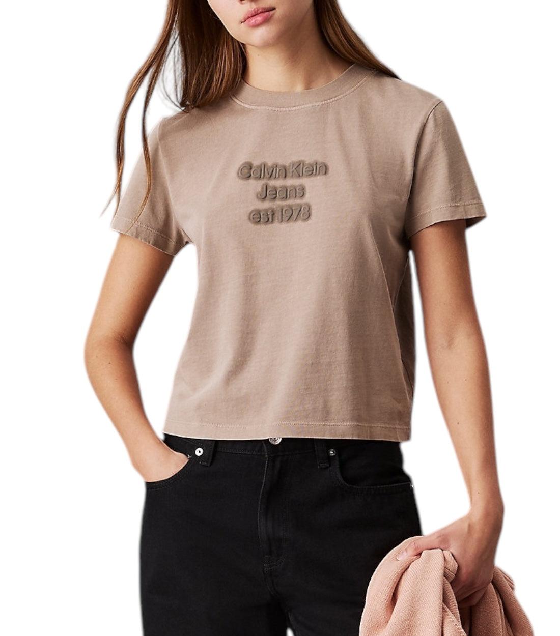 Calvin Klein Jeans Beige T-shirt Met Gewassen Logo