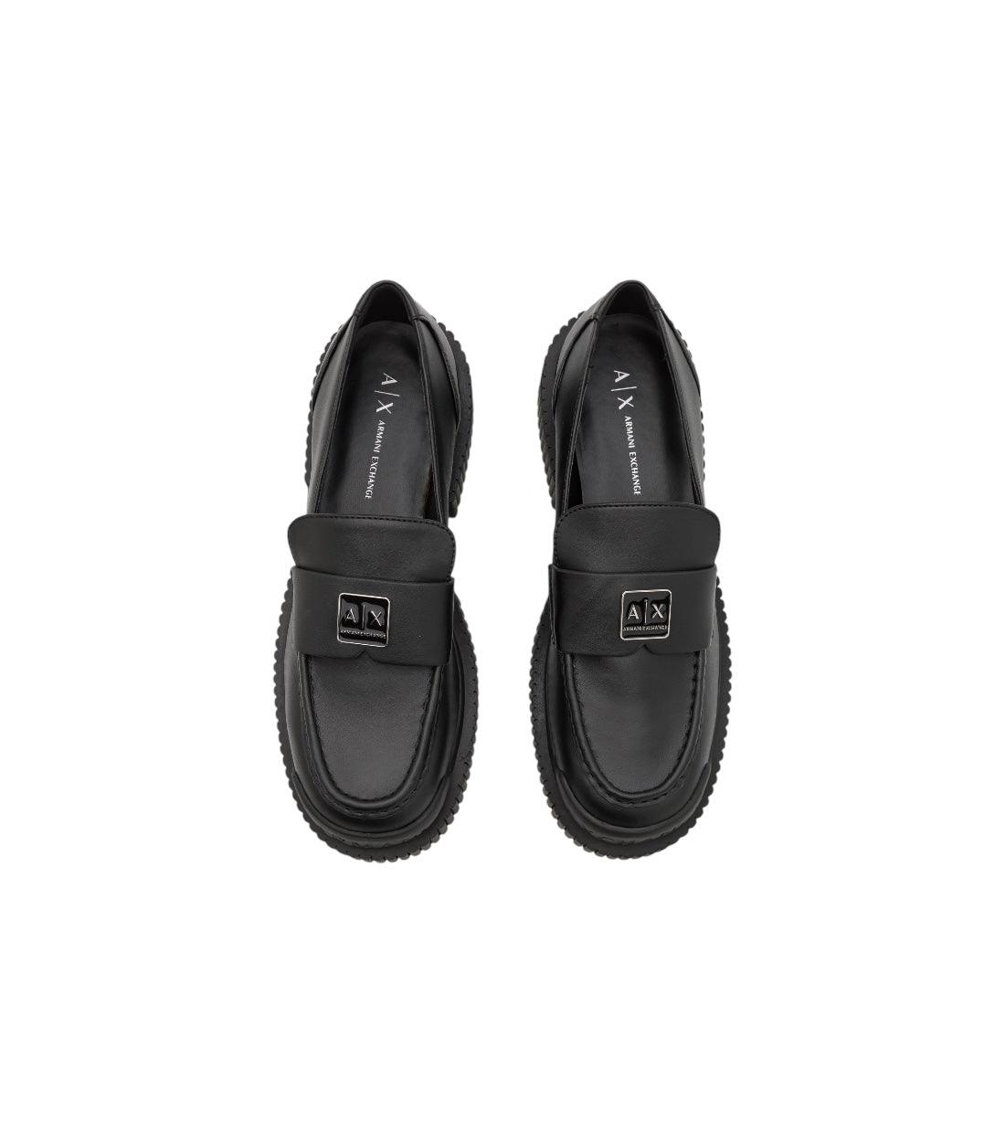 Armani Exchange Zwarte Loafers Met Hoge Zool