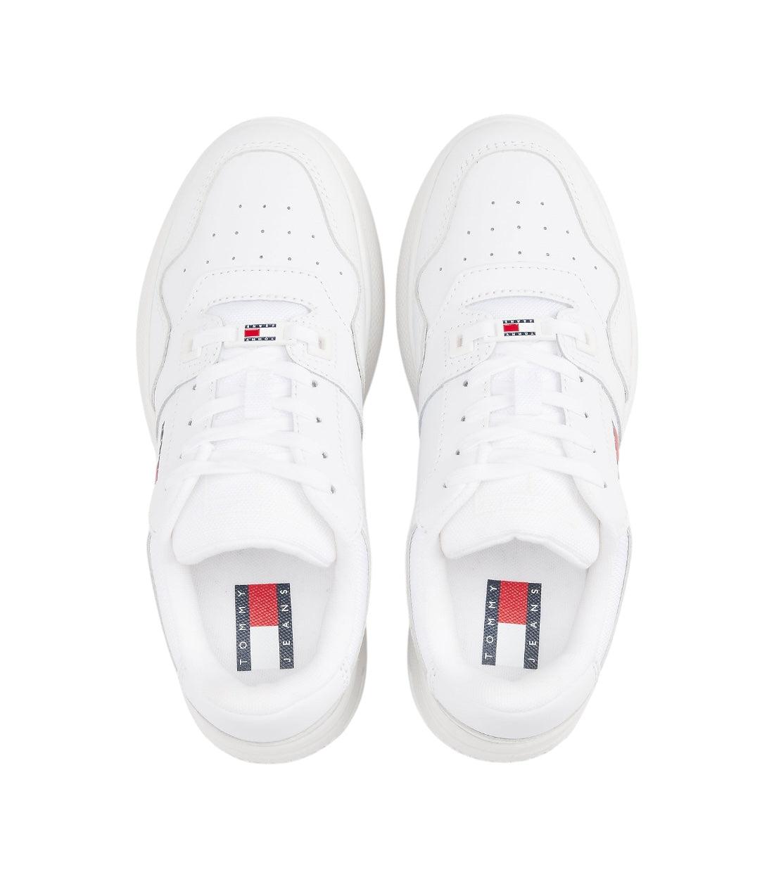 Tommy Hilfiger Jeans Wit Leren Basketbal Sneakers Met Plateauzool