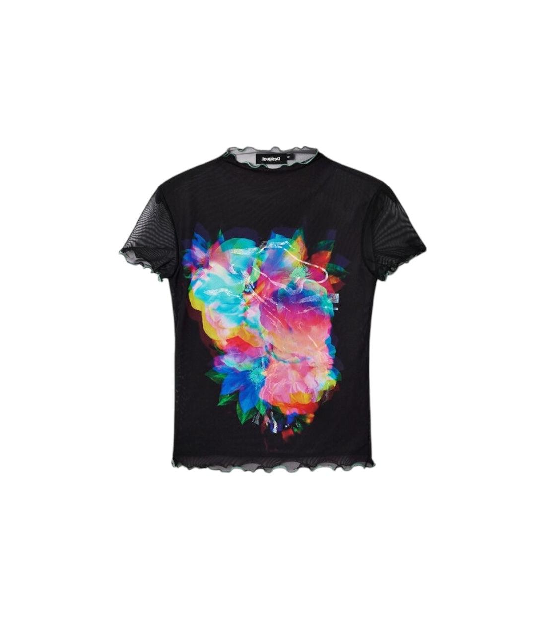 Desigual Zwarte Tule Bloemen T-shirt