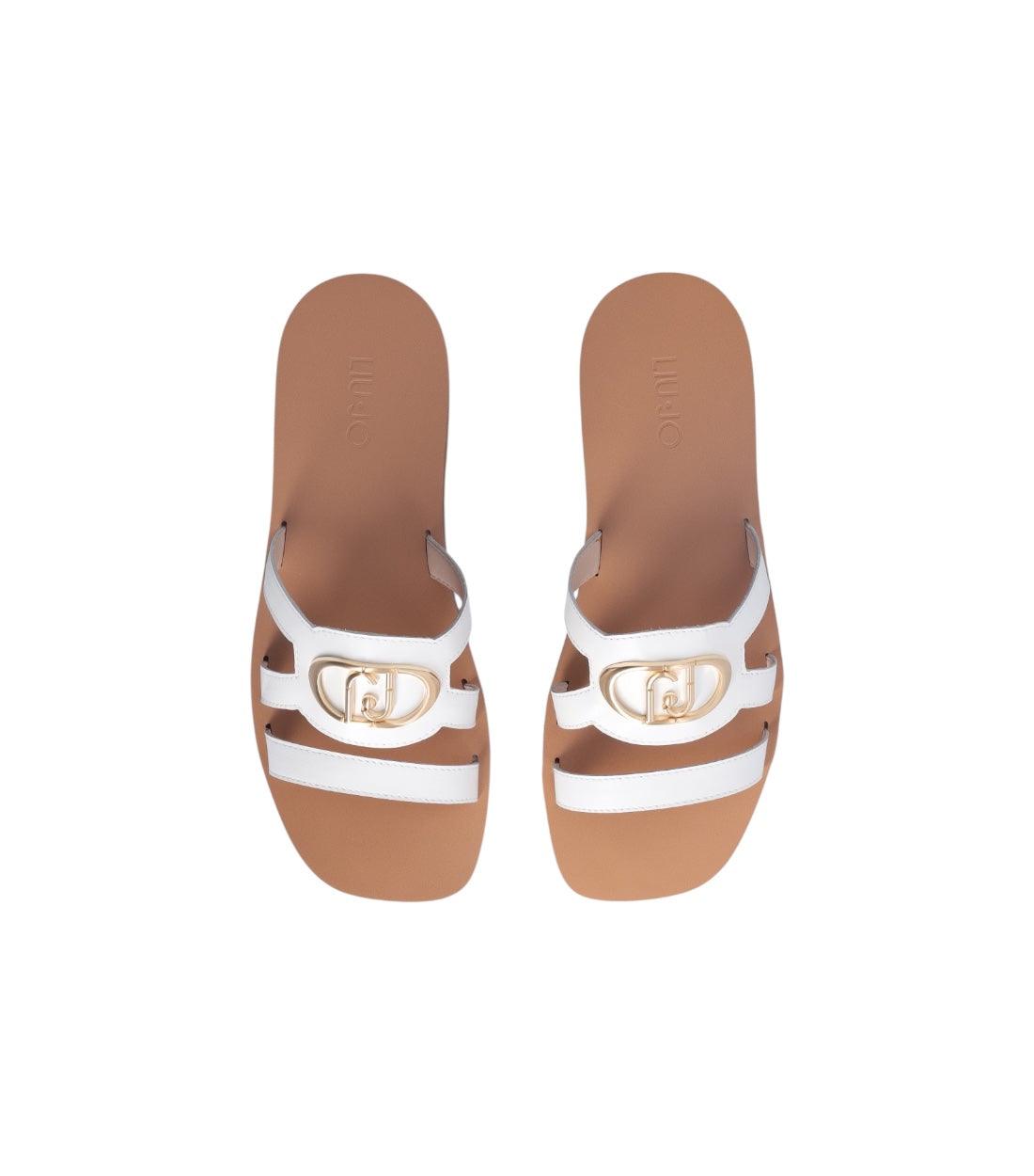 Liu Jo Wit Platte Sandalen Met Logo