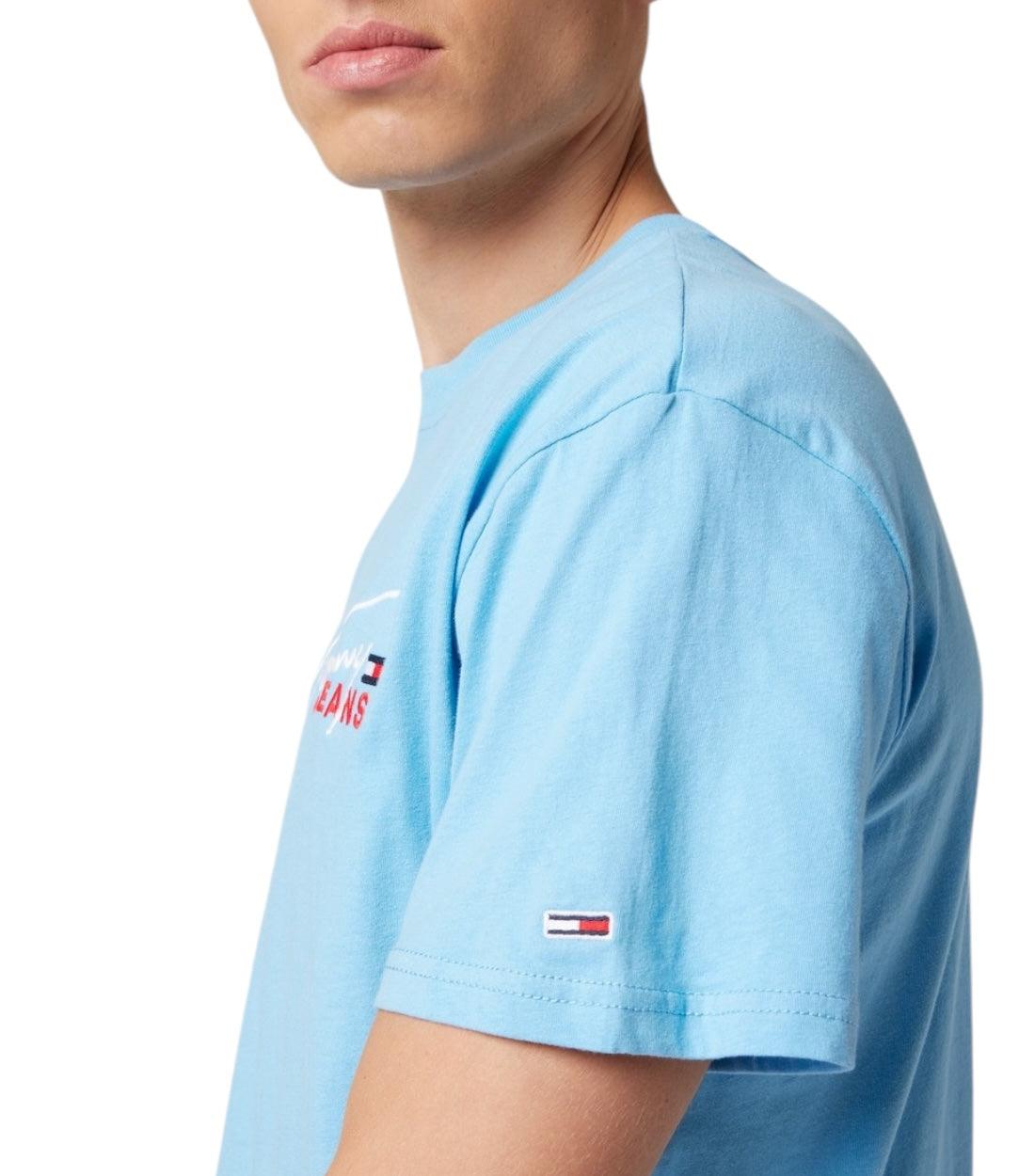 Tommy Hilfiger Jeans T-shirt Met Labelstitching In Lichtblauw