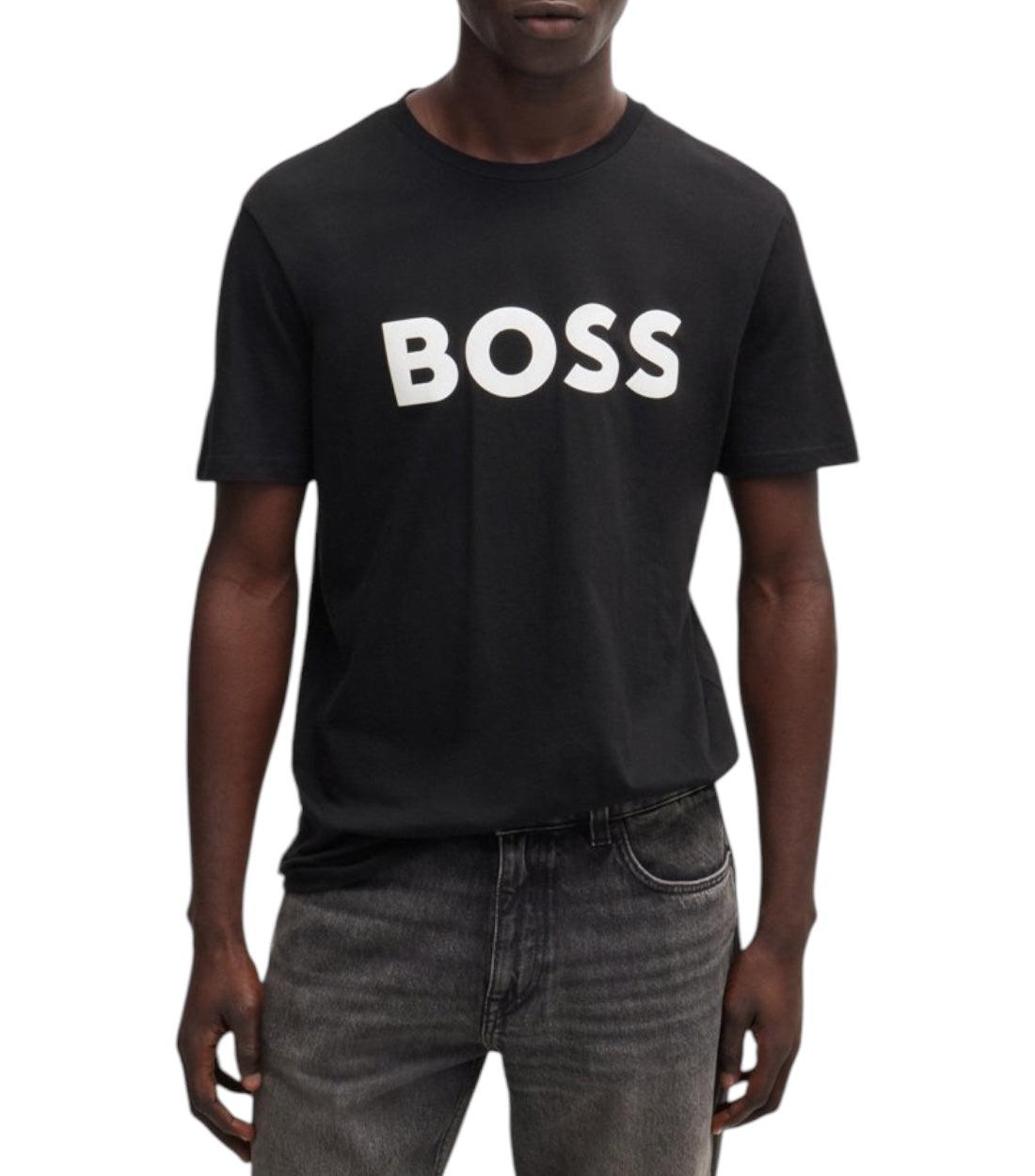 Boss Zwart Jersey T-shirt Met Logo