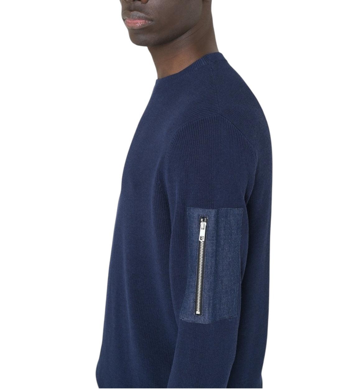 Antony Morato Donkerblauw Trui Met Denim Vak