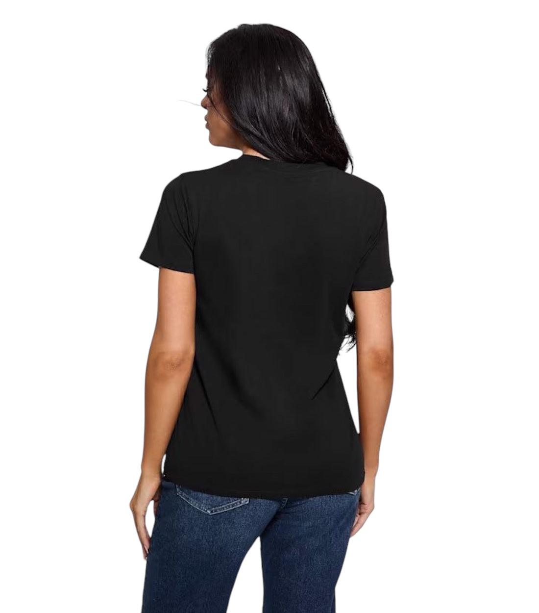 Guess Zwart SCRIPT KANTEN LOGO T-shirt