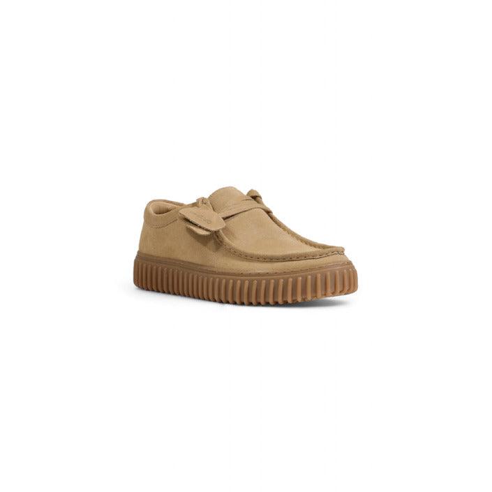 Clarks Heren Moccassin Beige Leer Met Rubberen Zool