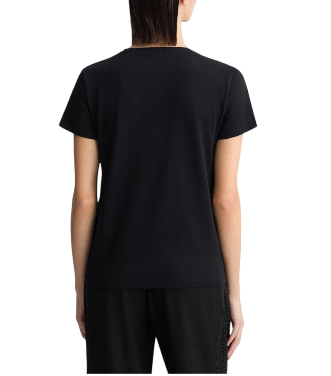 Liu Jo Zwart T-shirt Met Strass Steentjes