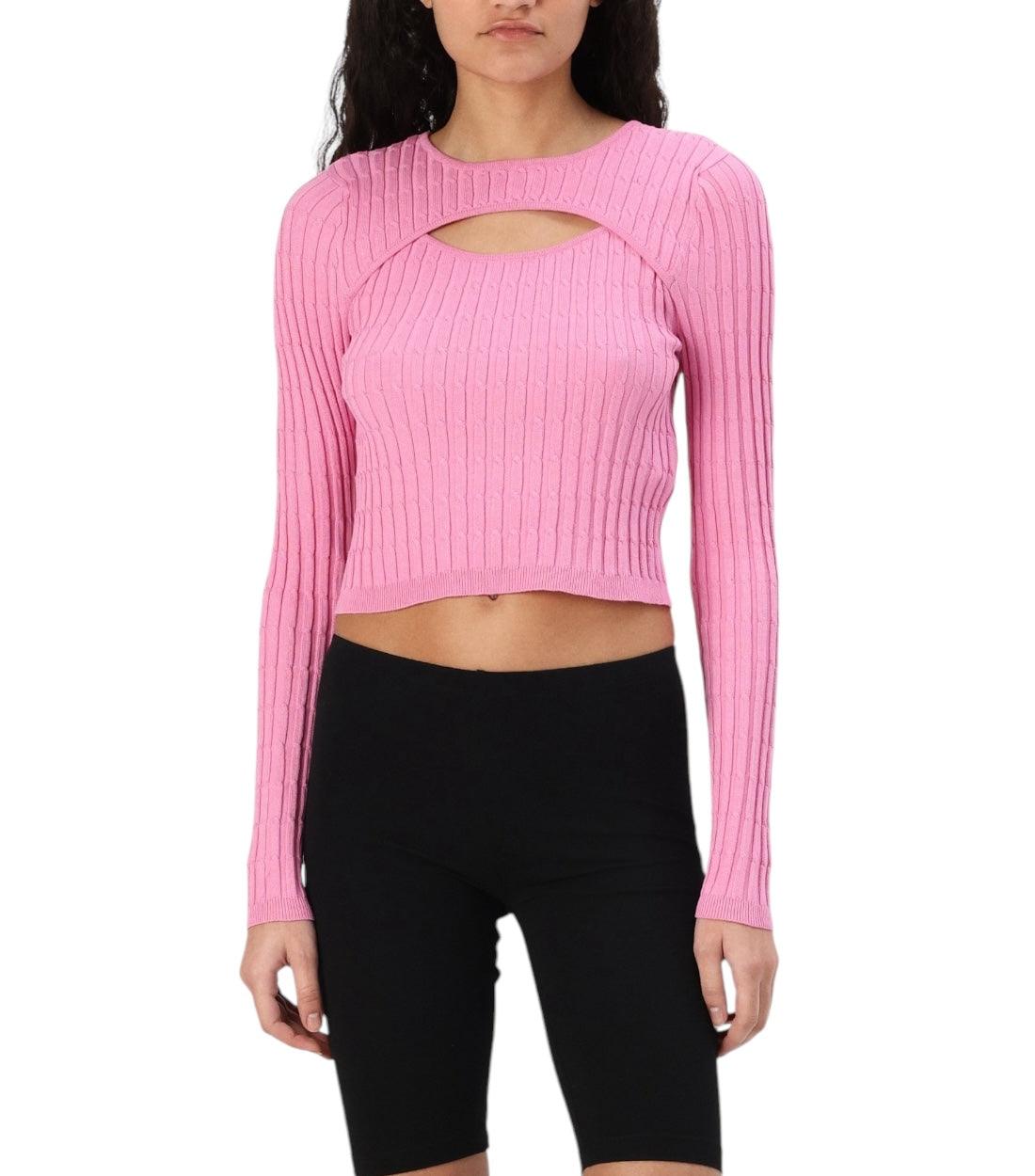 Only Roze Croptop met Lange Mouwen