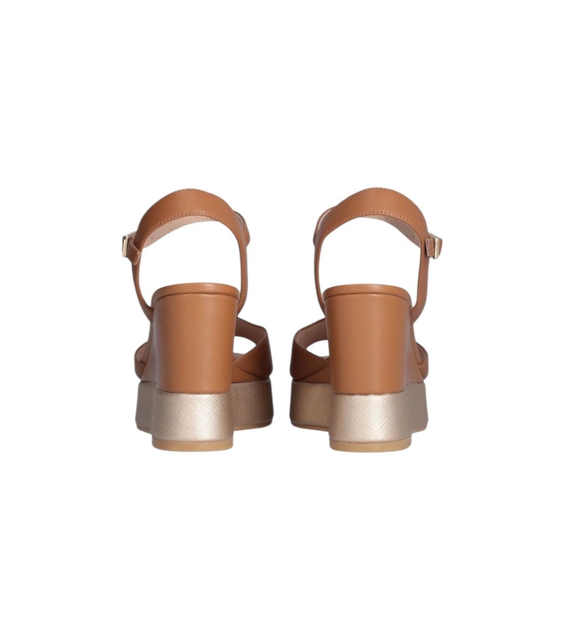 Liu Jo Bruin Leren Sandalen Met Sleehak