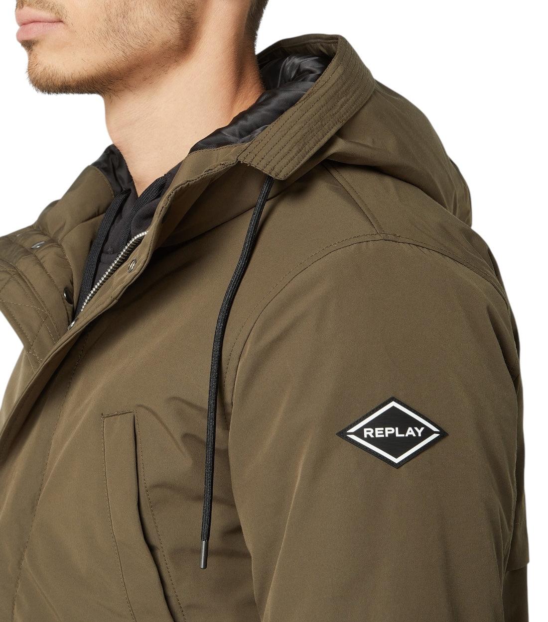 Replay Olijfgroen Parka Met Wattering