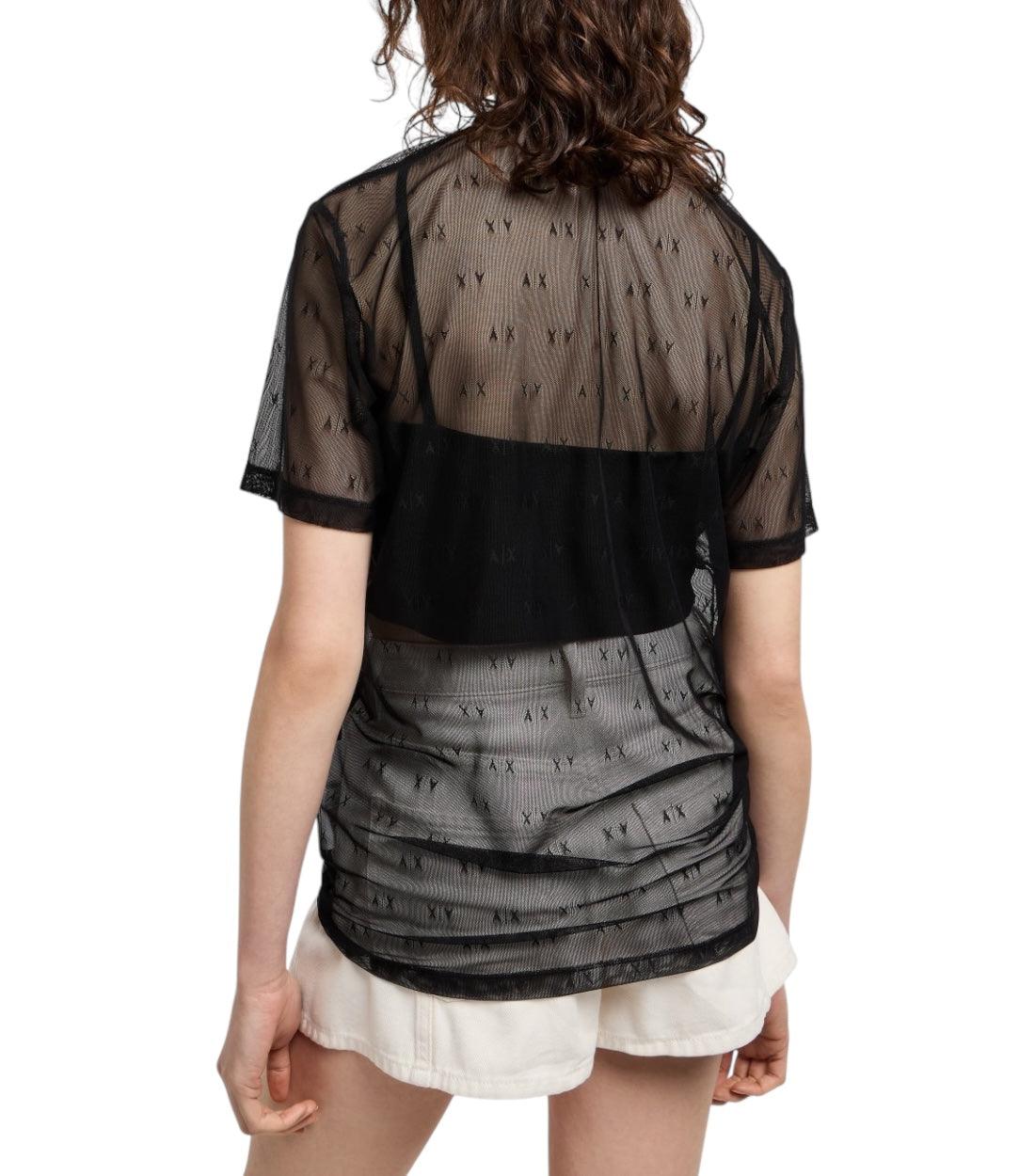 Armani Exchange Zwarte Mesh T-shirt