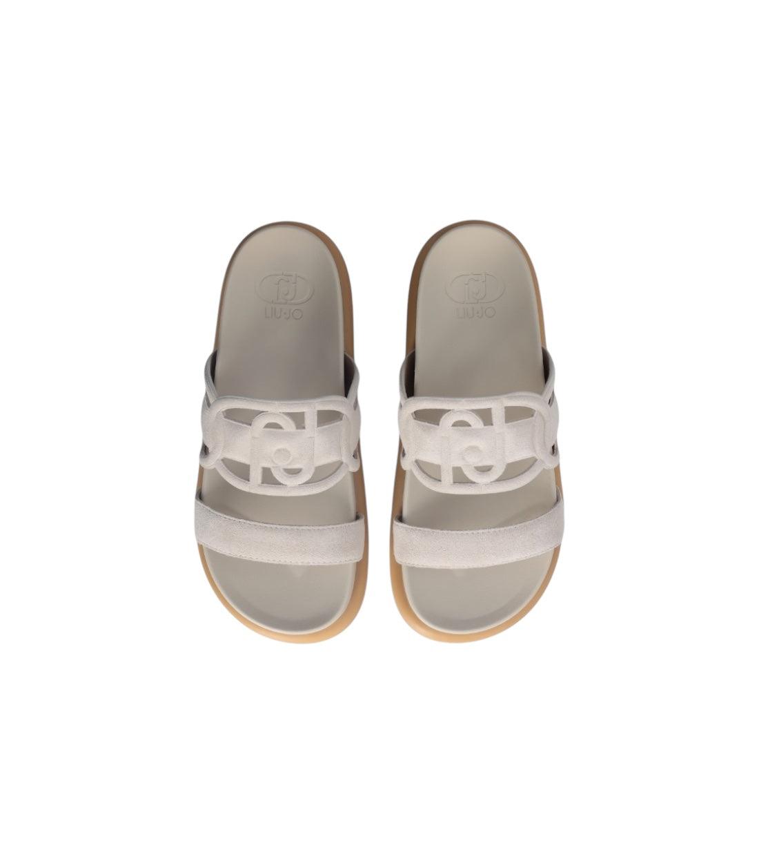 Liu Jo Ecru Sandalen Met Logo