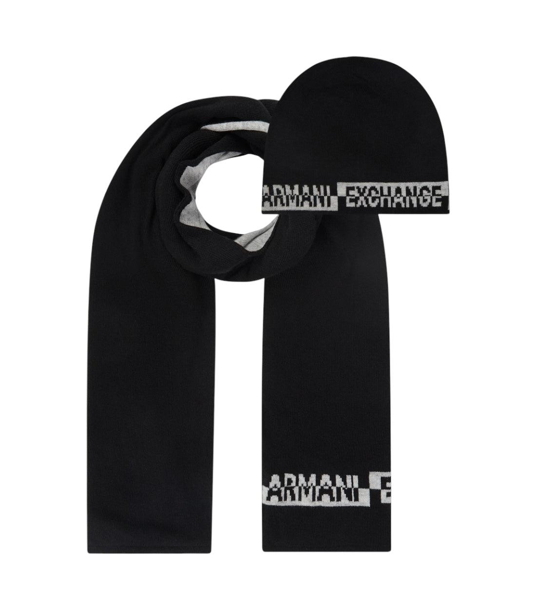 Armani Exchange Zwart Set Met Sjaal En Muts