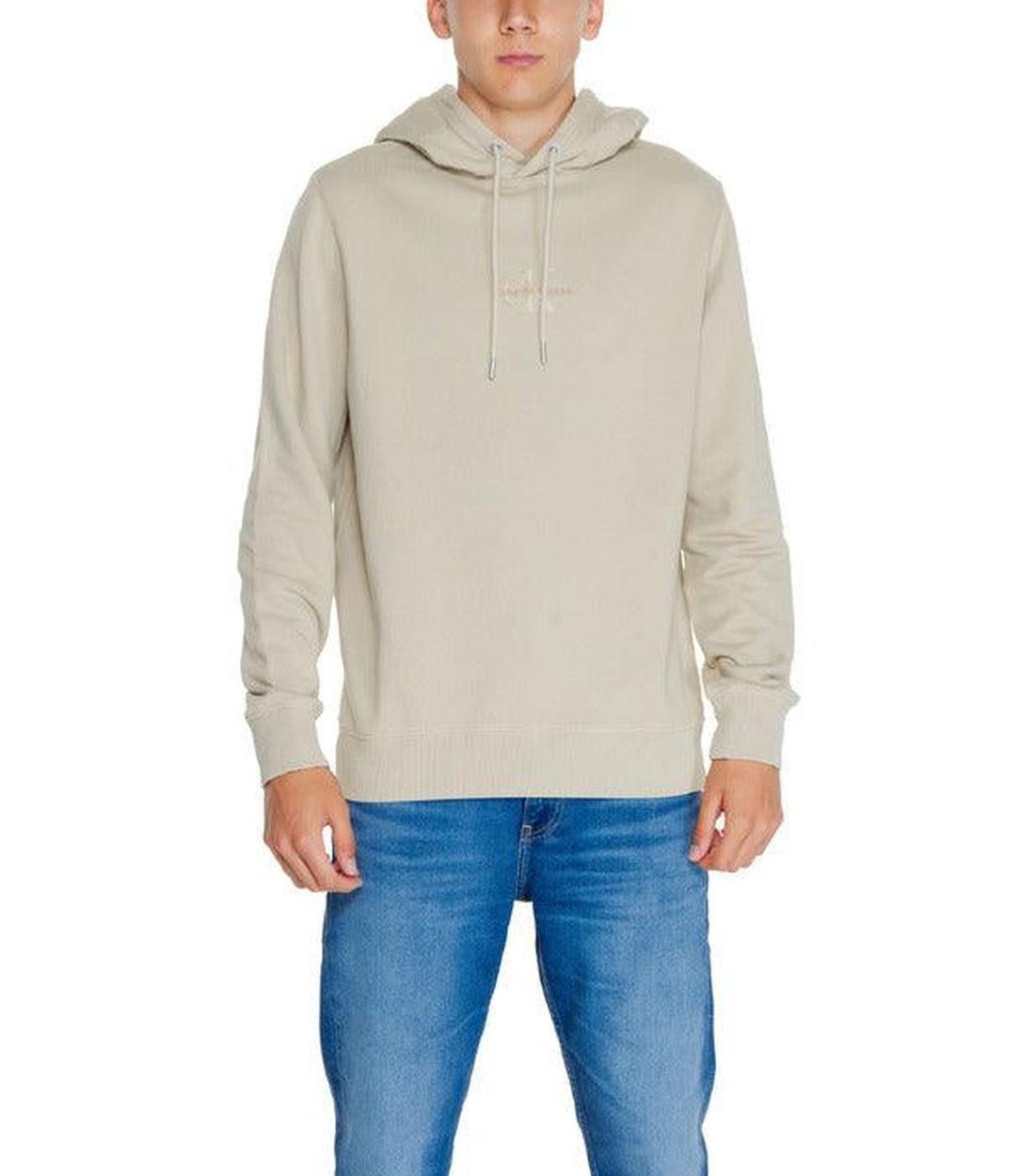 Calvin Klein Jeans Beige Effen Regular Fit Hoodie