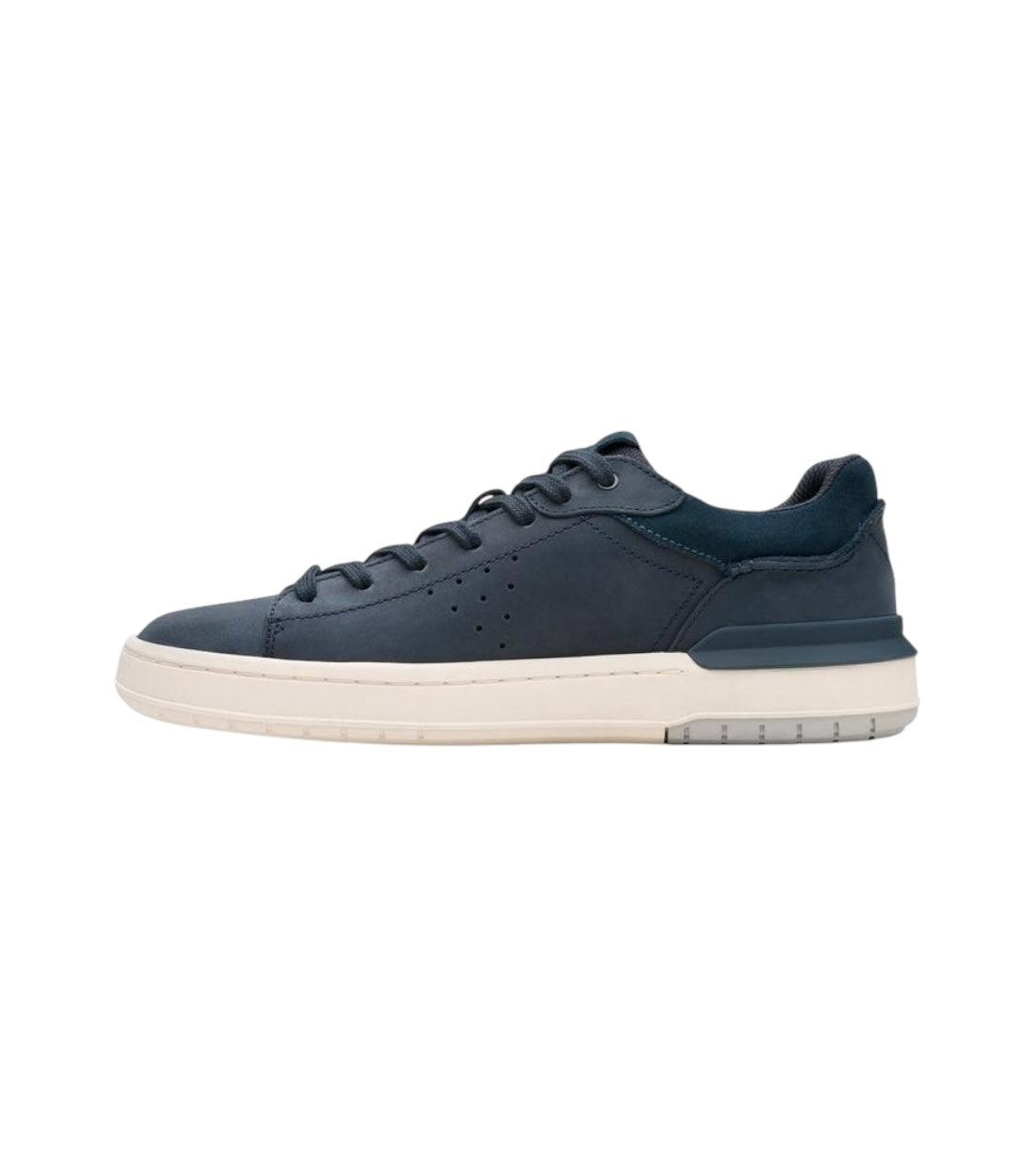 Clarks Donkerblauw Nubuck Sneakers Met Vetersluiting
