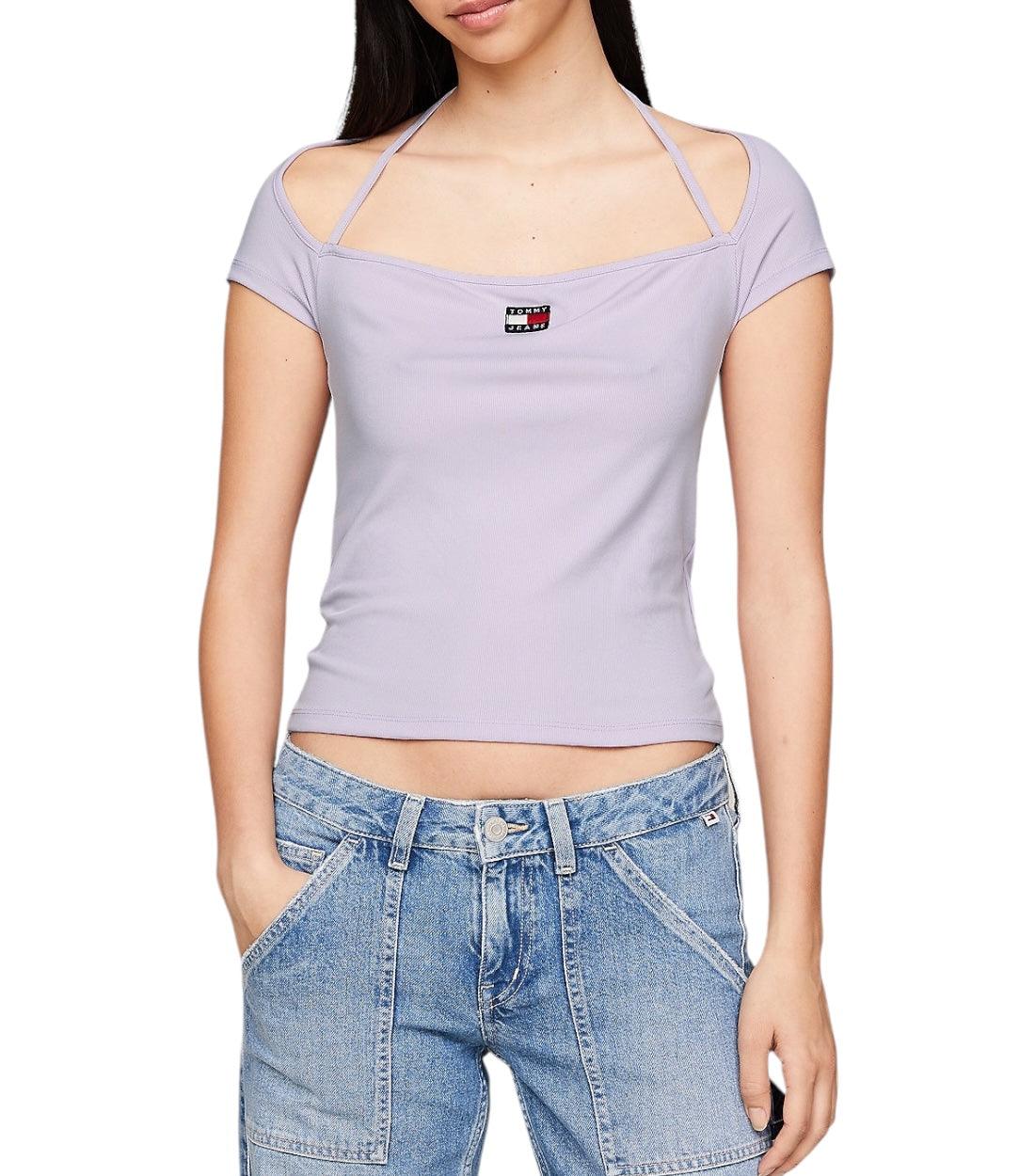 Tommy Hilfiger Jeans Ribgebreid Slim T-shirt Met Tommy-badge