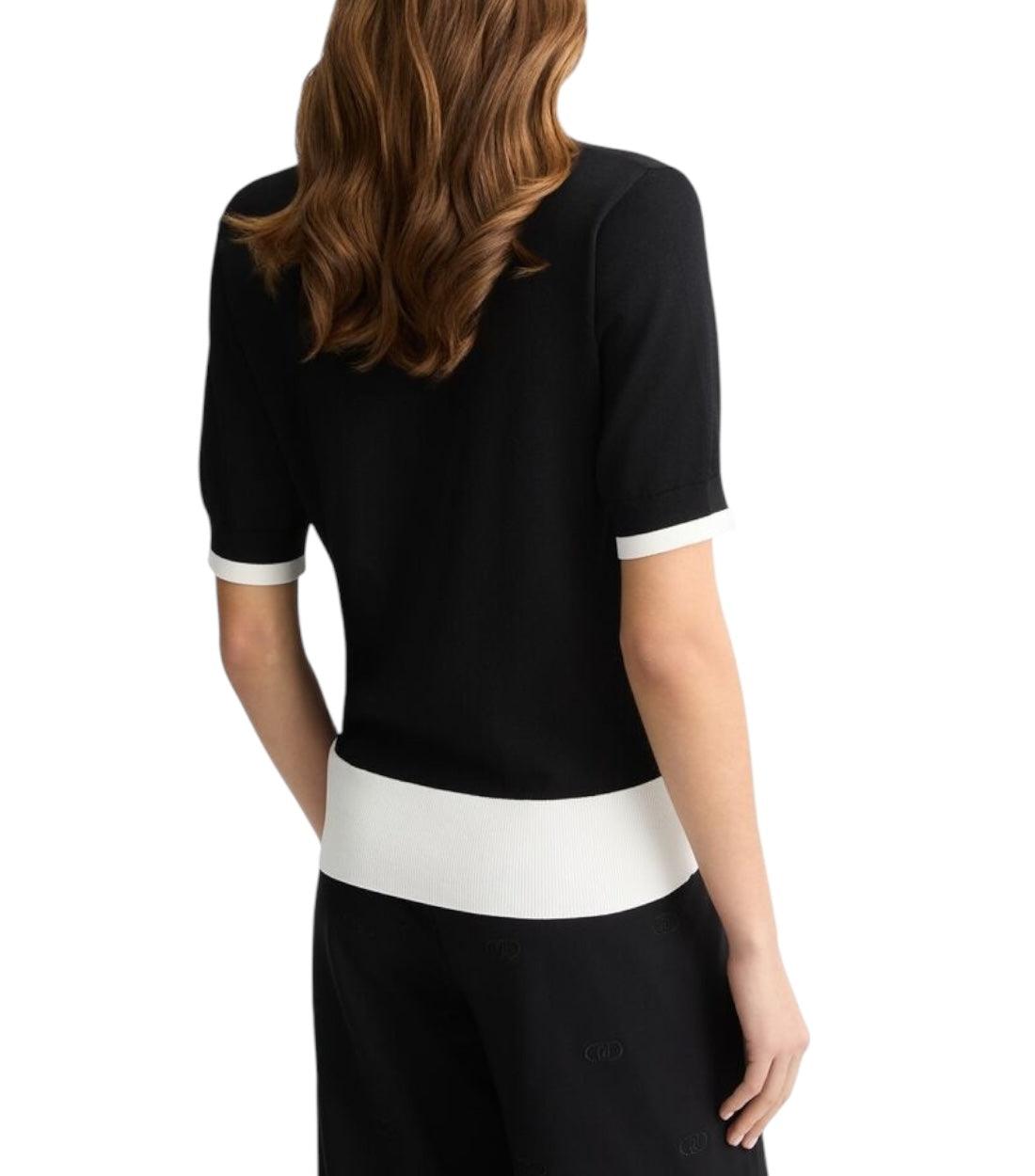 Liu Jo Zwart Geribbelde T-shirt