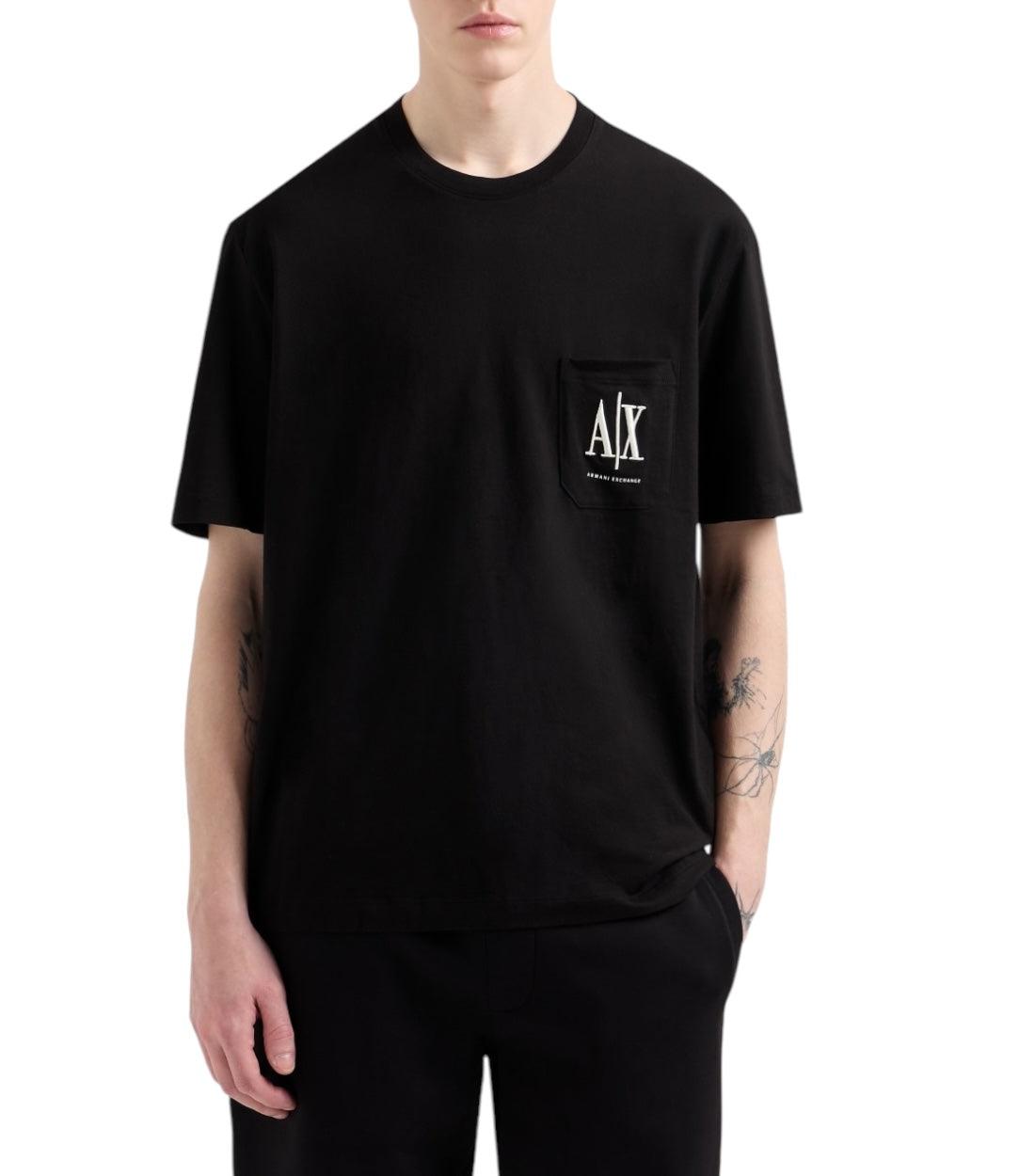 Armani Exchange Zwart T-shirt Met Borstvak